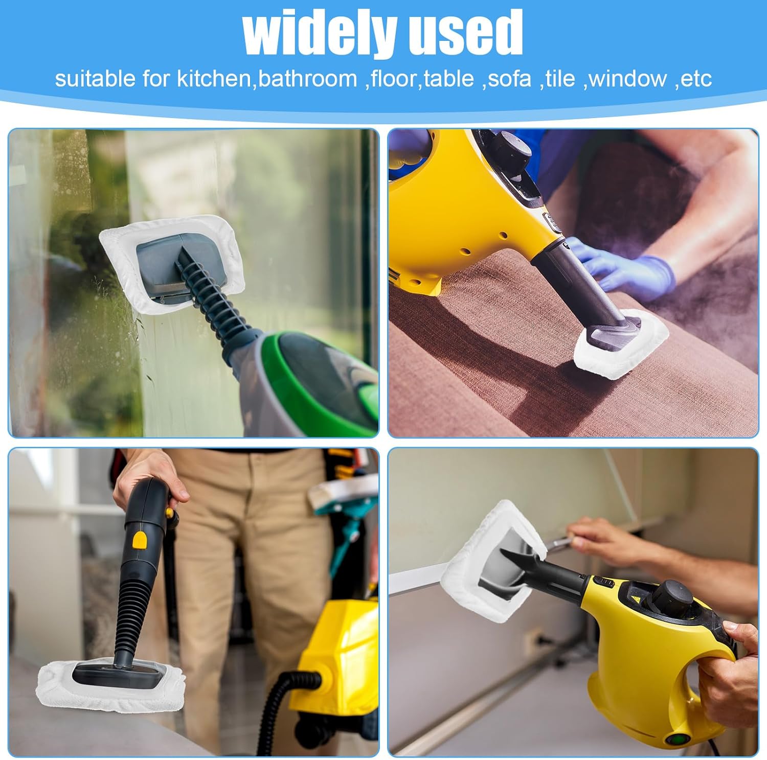 4Pcs Universal Steam Cleaner Attachments Reusable Steam Mop Pads