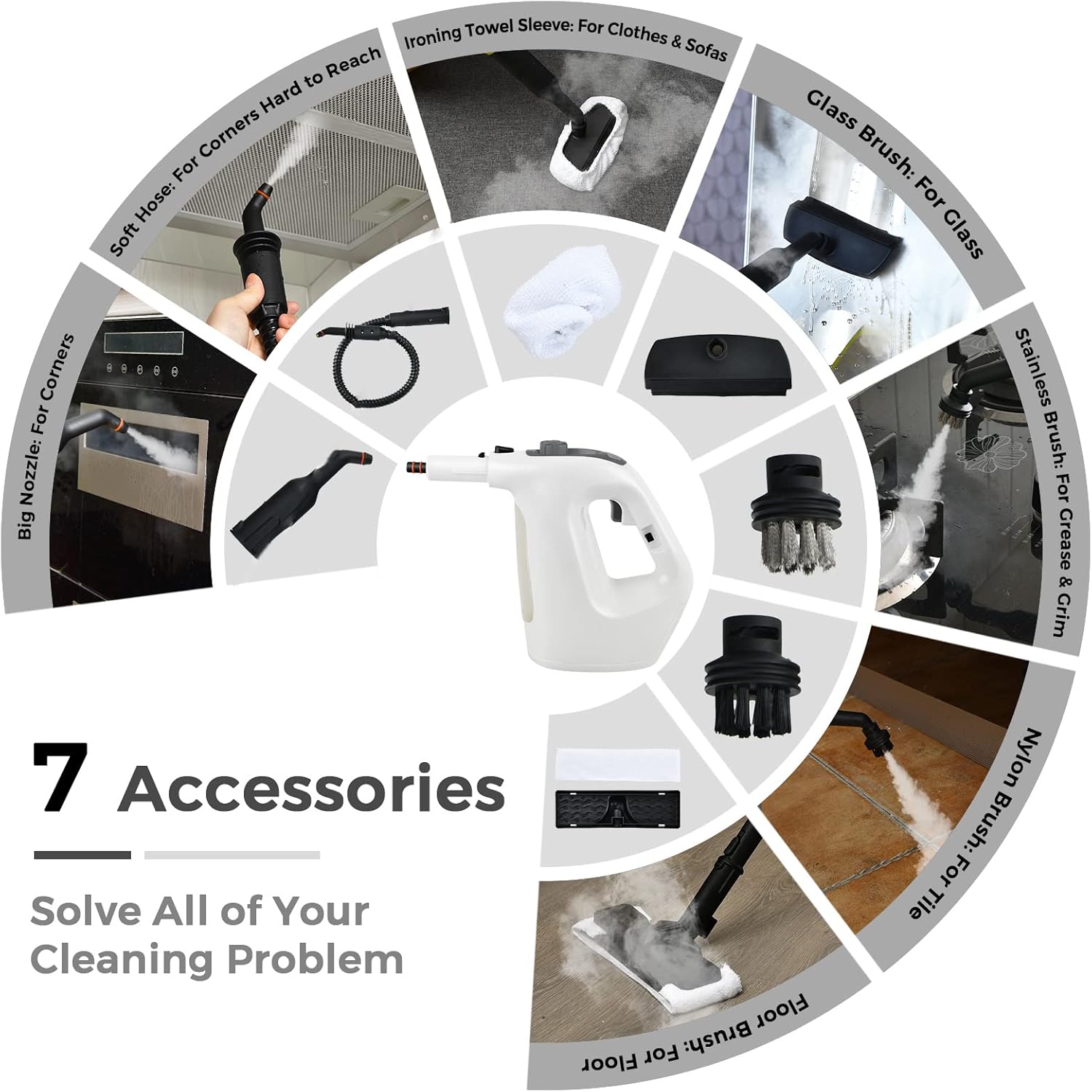 GOFLAME 1400W Handheld Steam Cleaner with 17 Accessories