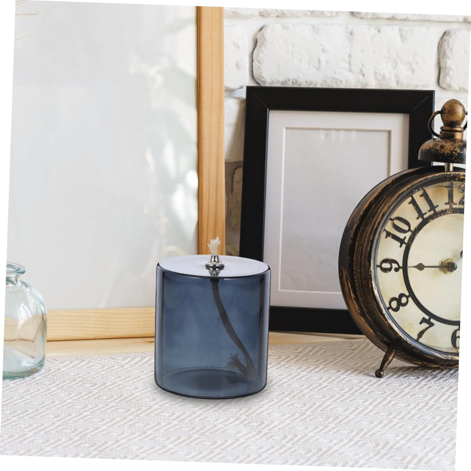 Elegant Deep Gray Glass Kerosene Lamp Holder