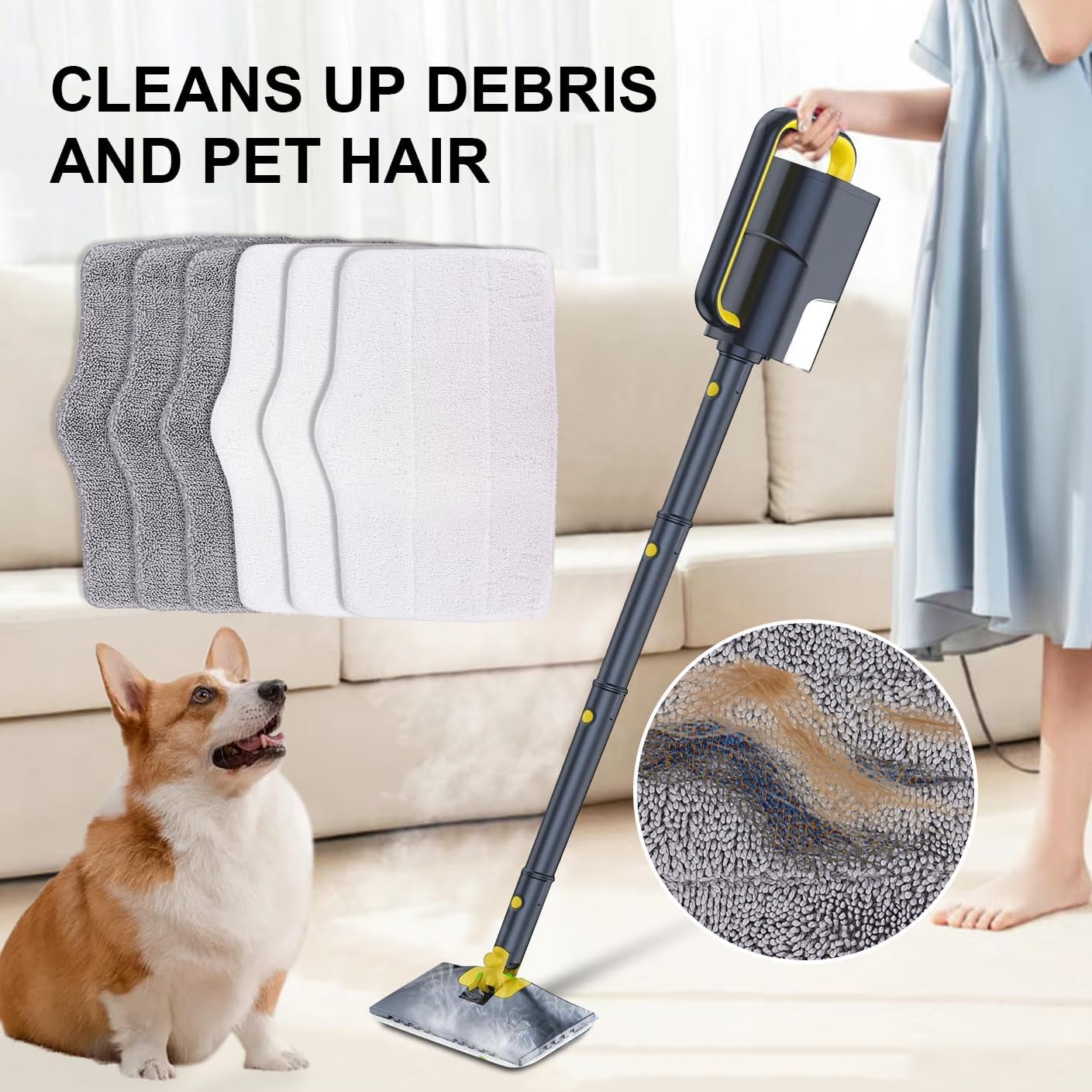 6 Pack Microfiber Steam Mop Pads for ScrubWiz Series