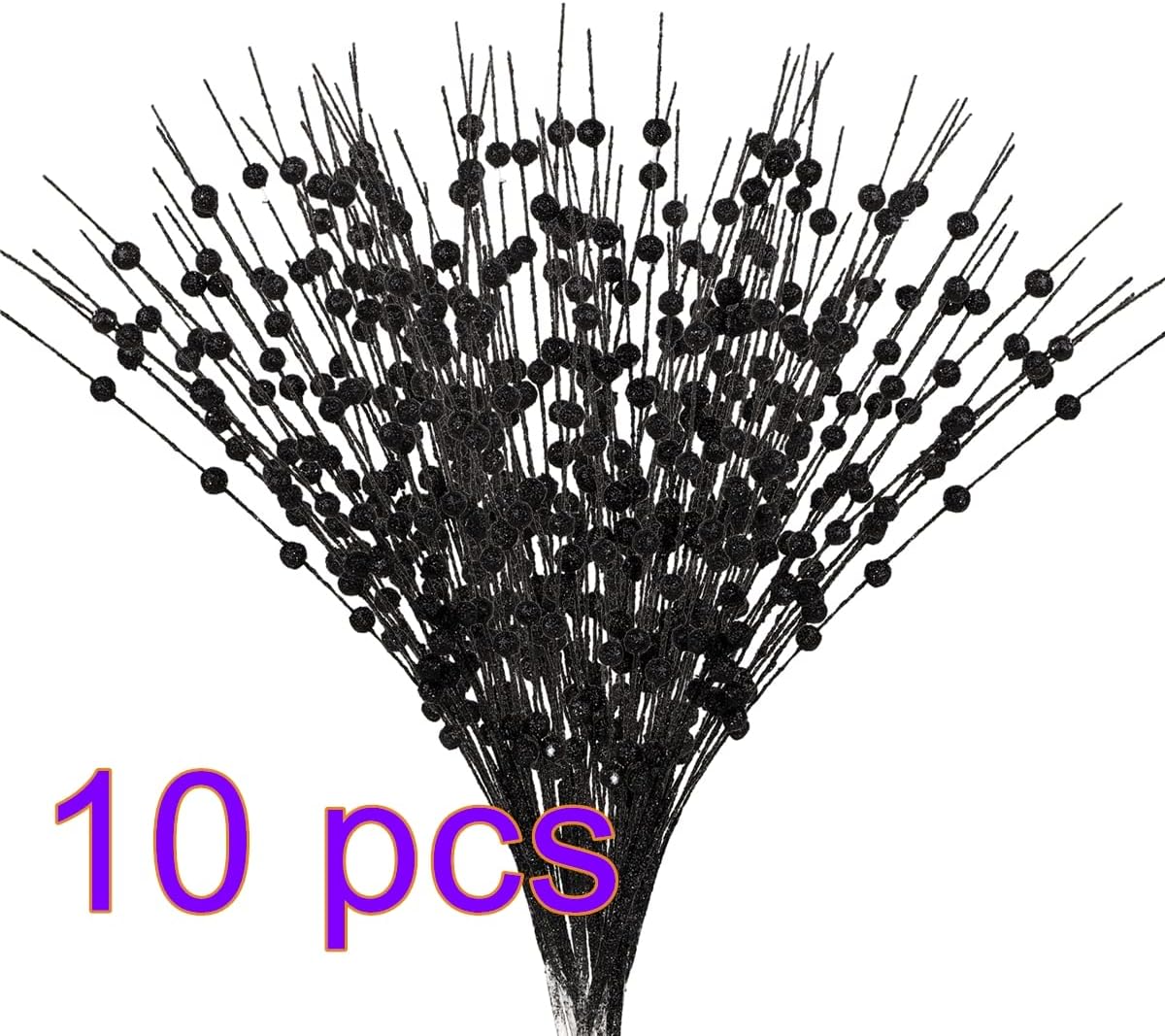 YHNJI 10 Pack Glittery Christmas Berry Stems