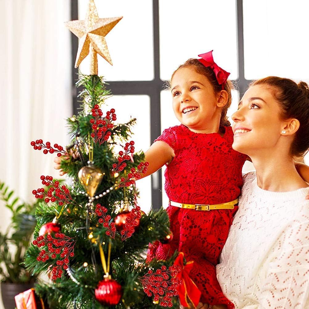 Auelstau 35 Pack Artificial Red Berry Decorations