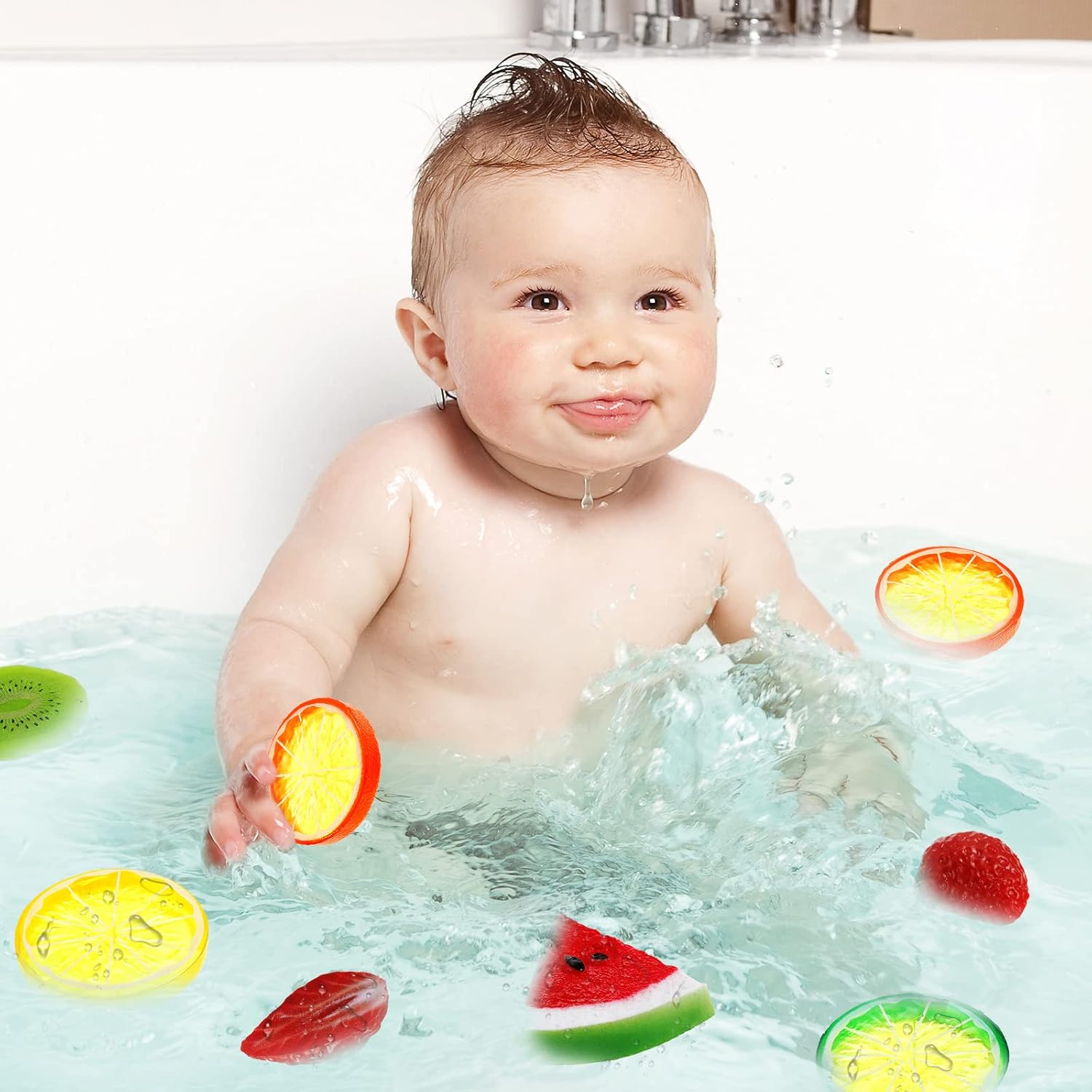 Juexica 48 Pcs Fake Fruit Slices Ice Cubes Set