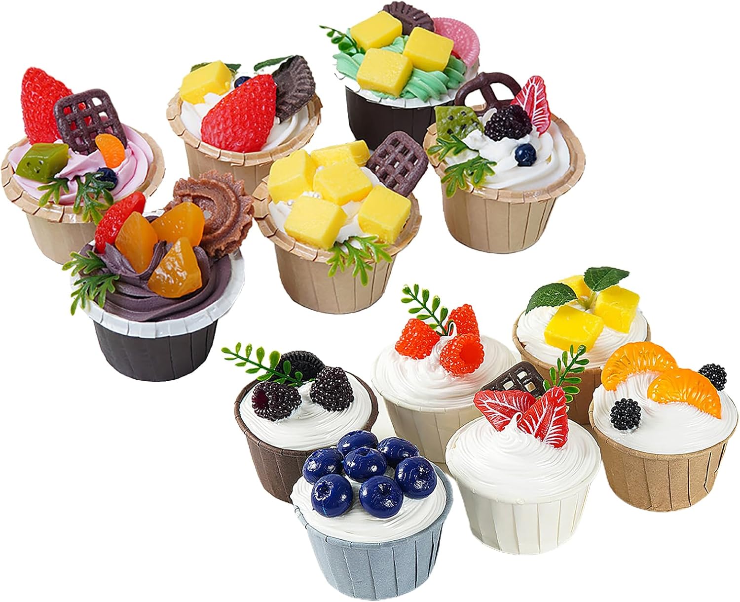 6 Pcs Artificial Cupcake Set for Decor and Photography