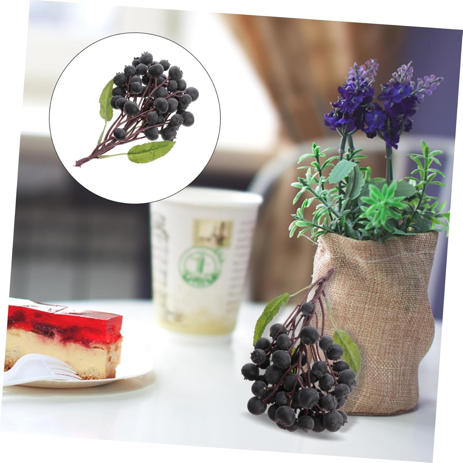 Lifelike Blueberries Artificial Fruit Decor for Home Garden