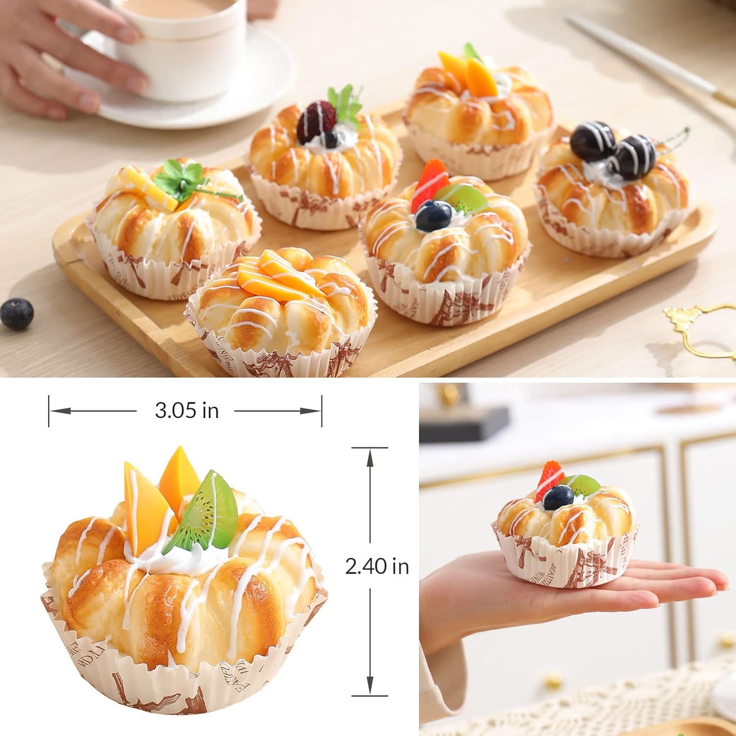 Realistic Fake Cupcakes 6 Pack for Display