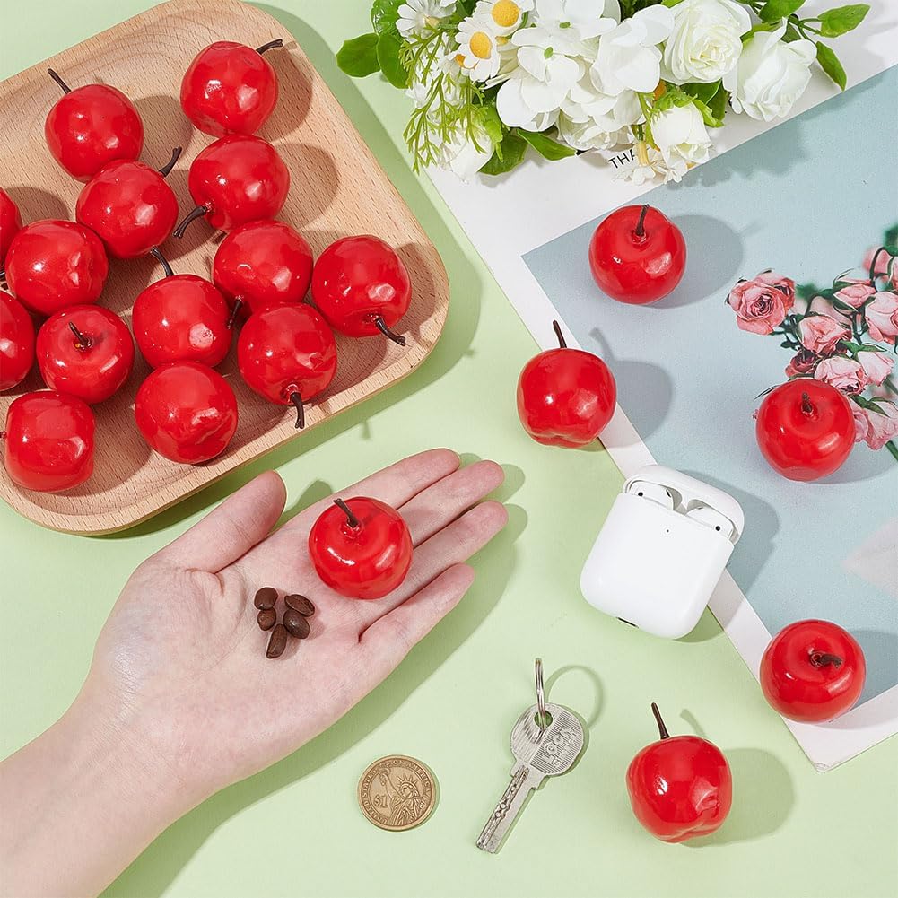 PH PandaHall 20pcs Mini Red Apples Artificial Fruit Decor