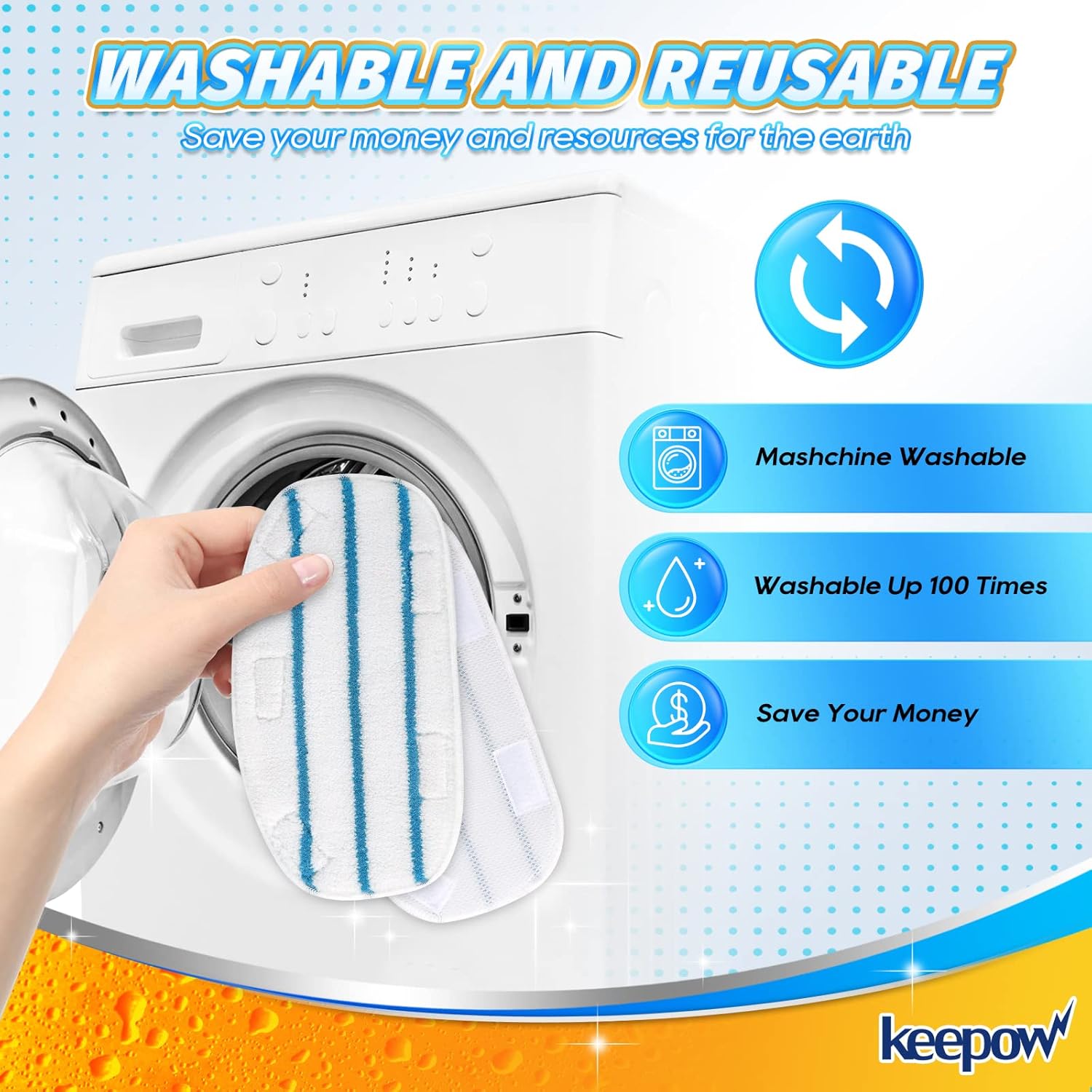 KEEPOW Steam Mop Pads for PurSteam and ThermaPro 211