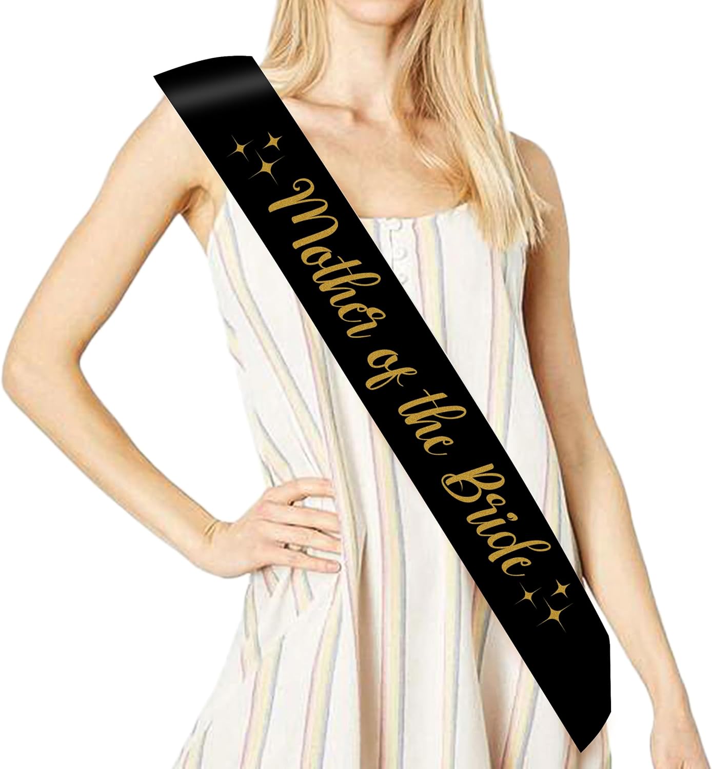 Mother of the Bride and Groom Sash Set - Black Gold Wedding Accessories
