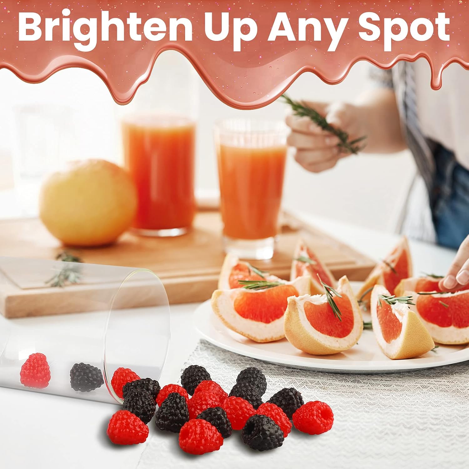 Xiao Hua Artificial Fruit Set 50pcs Black Raspberry Decor