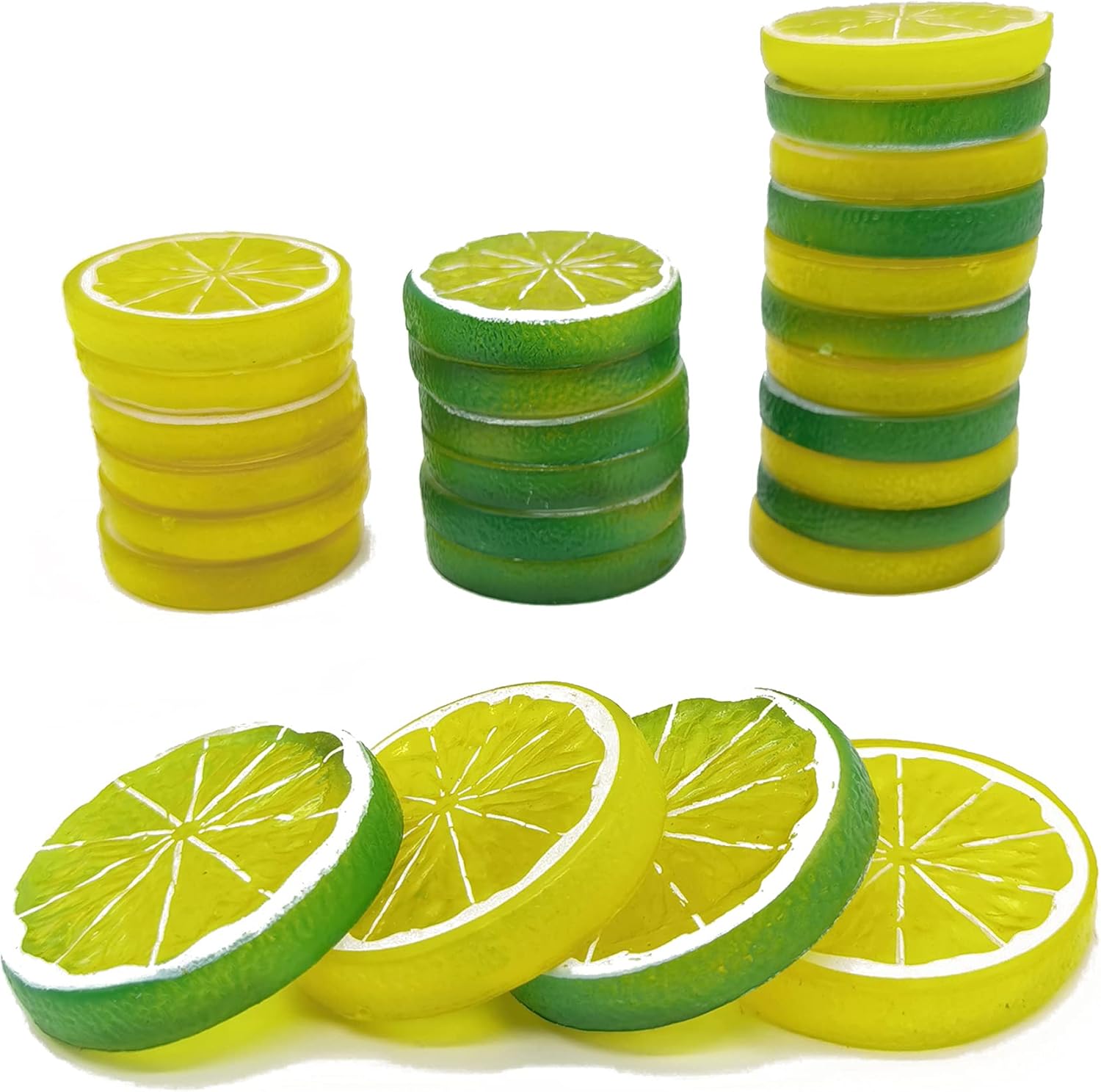 40PCS Yellow Artificial Lemon Slices Decor Vase Filler
