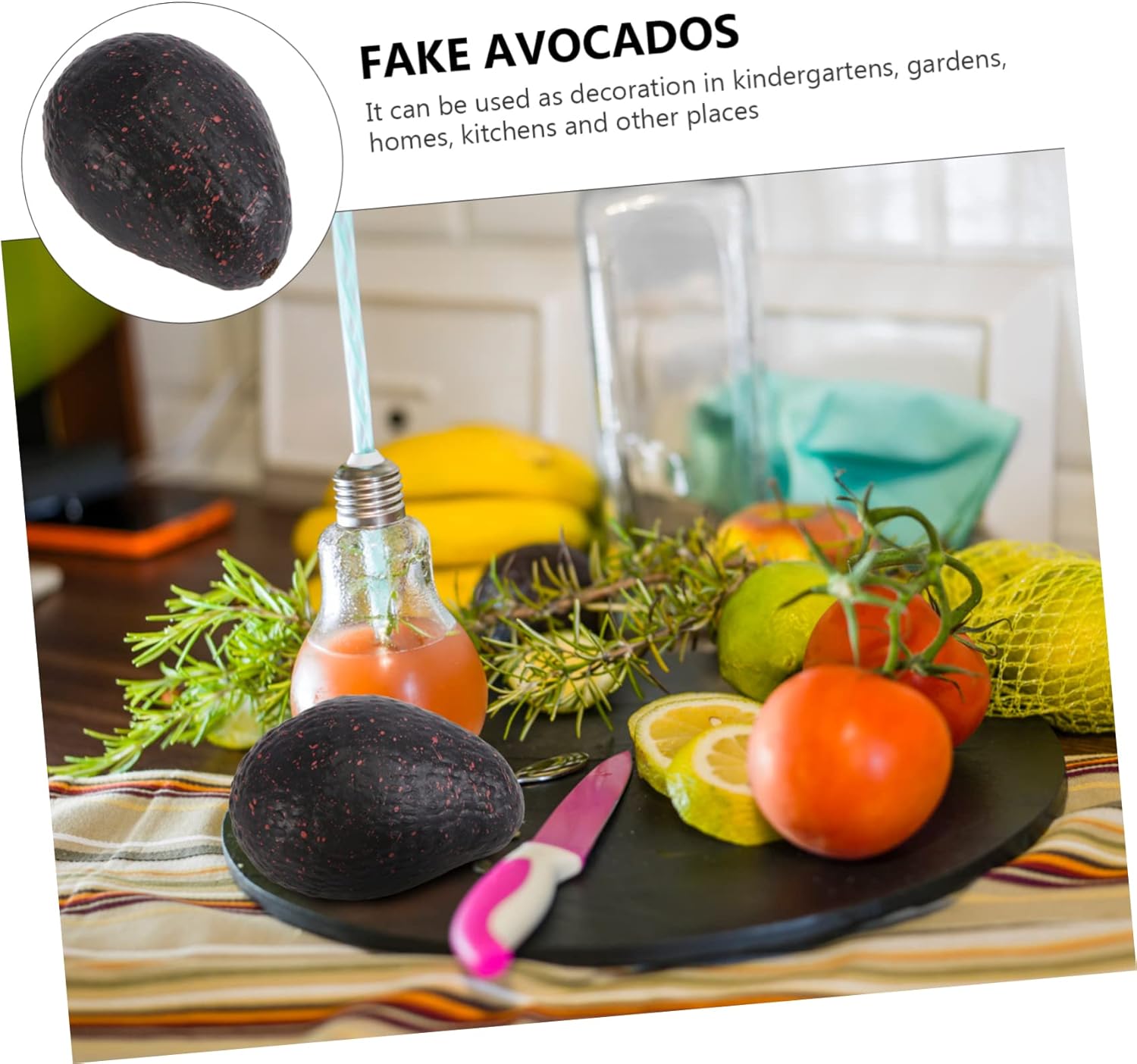 Zerodeko 6 Pcs Artificial Avocado Fruit Model