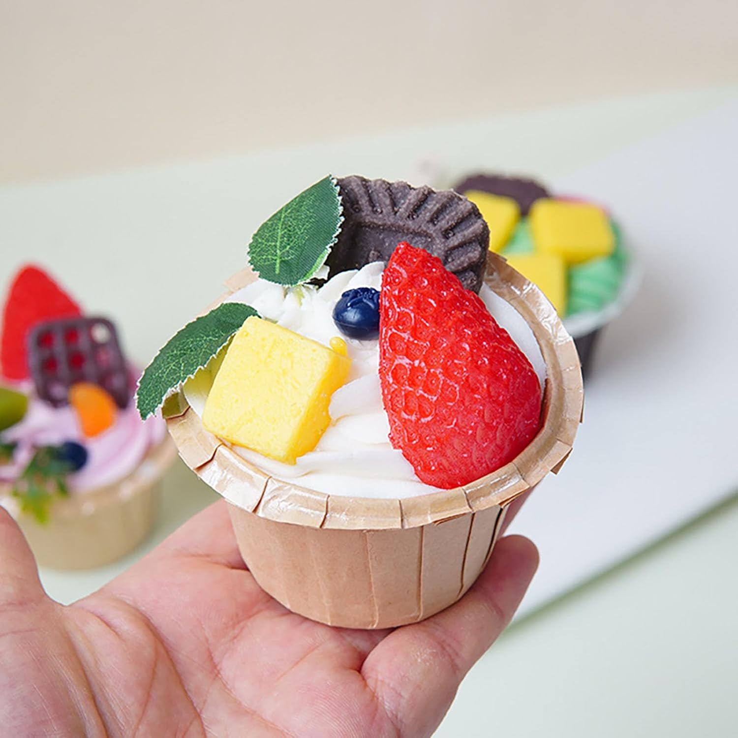 6 Pcs Artificial Cupcake Set for Decor and Photography