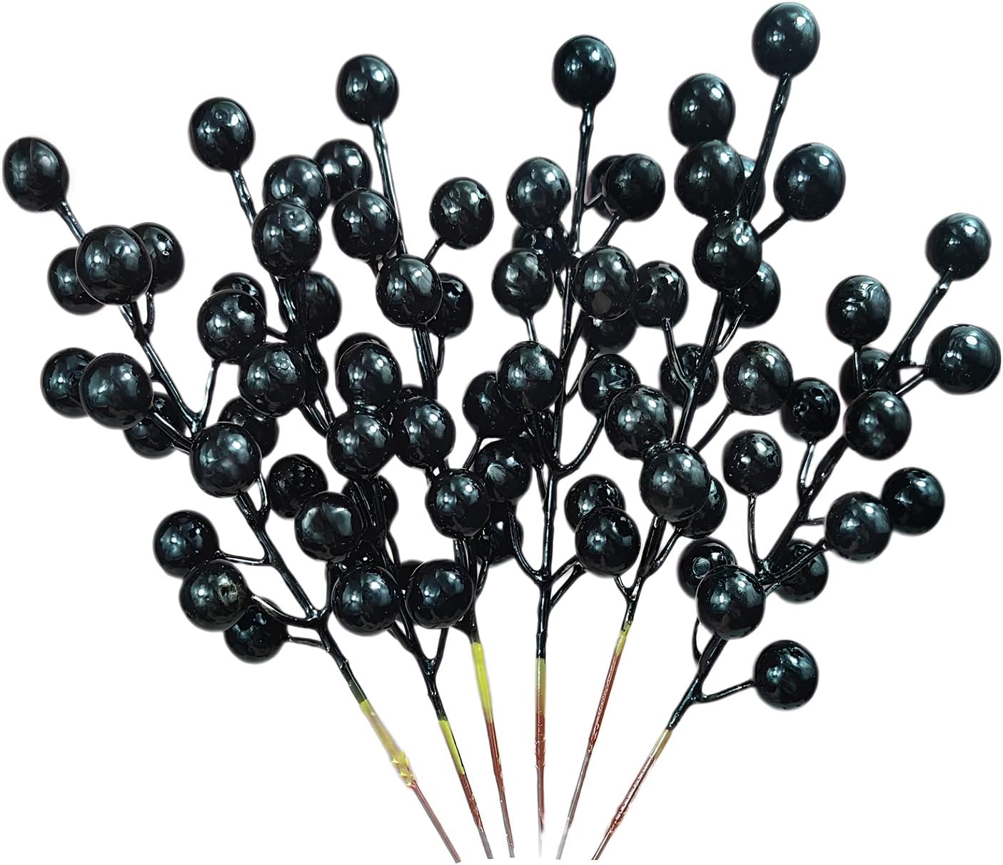 24pcs Black Christmas Berry Stems for Decor and Crafts