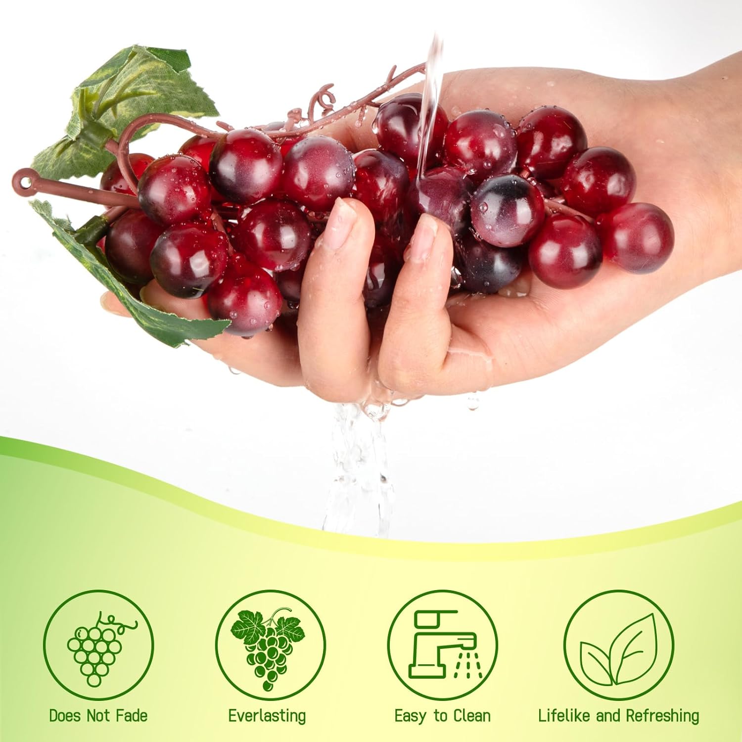 CLESDF Artificial Red Grapes 4 Bunches Wedding Party Decor