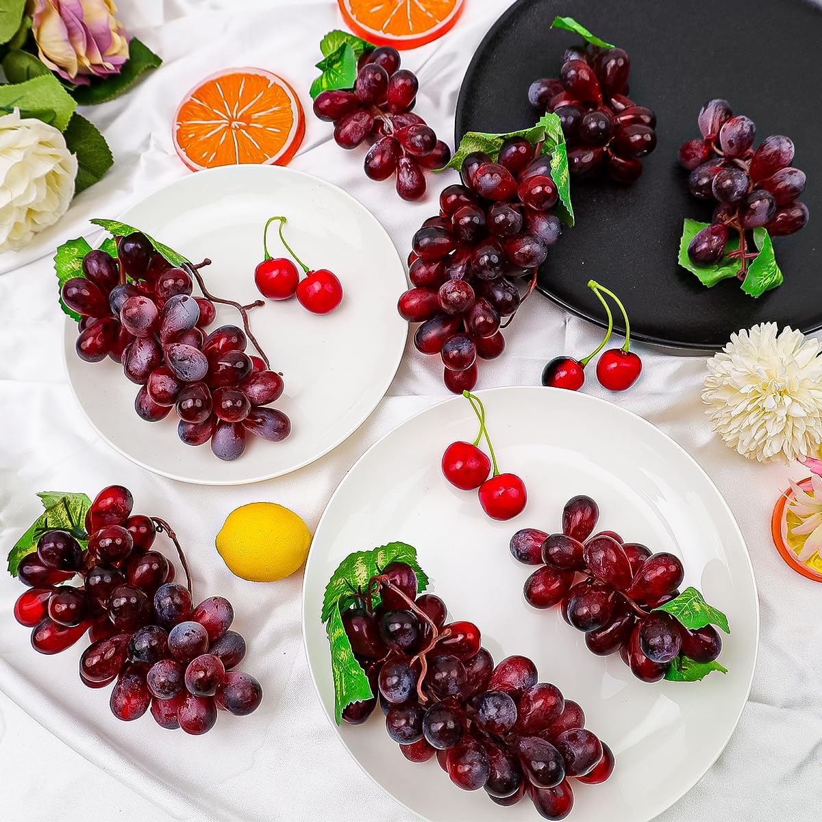 8 Bunches Purple Faux Grapes - Greek Party Decor