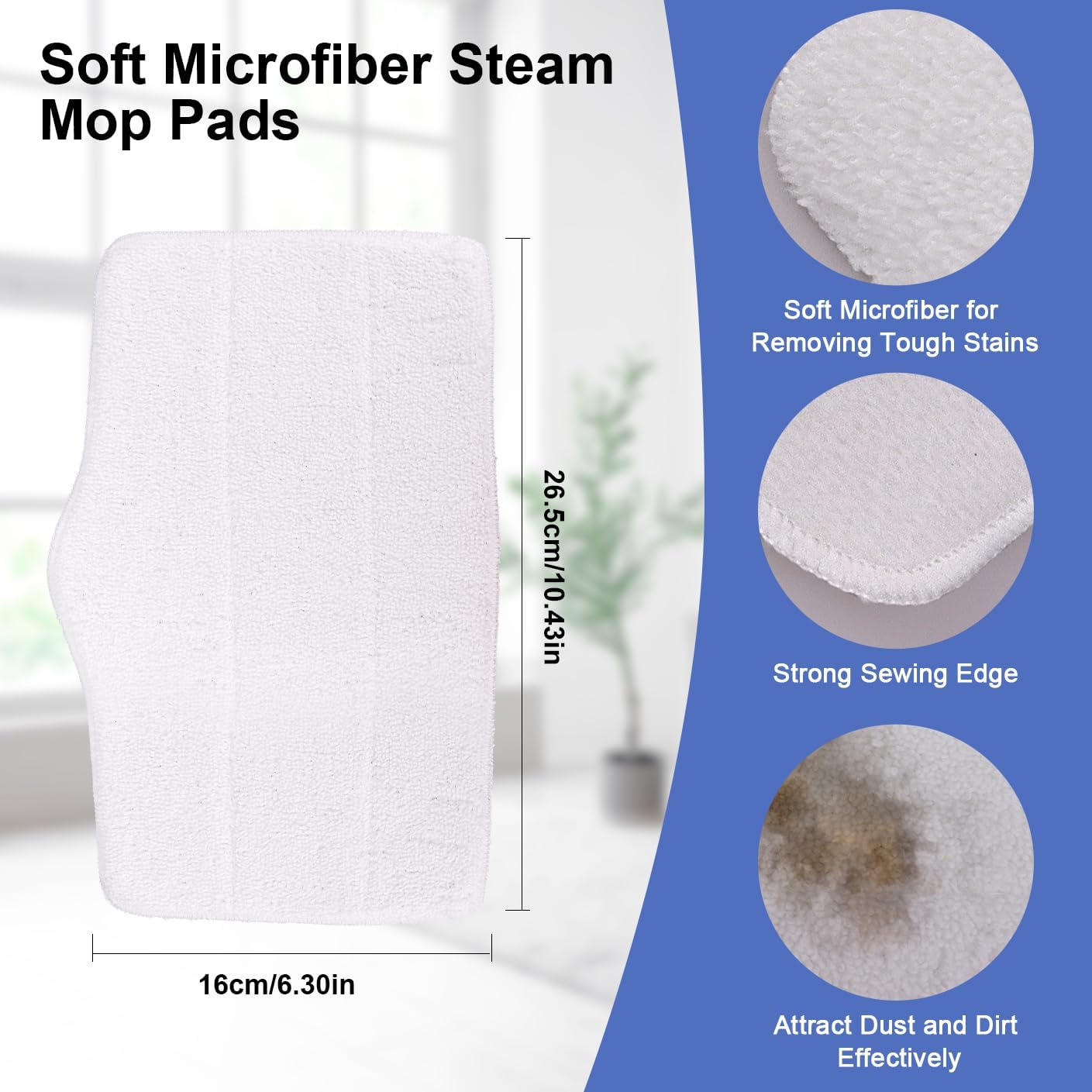 6 Pack Microfiber Steam Mop Pads for ScrubWiz Series