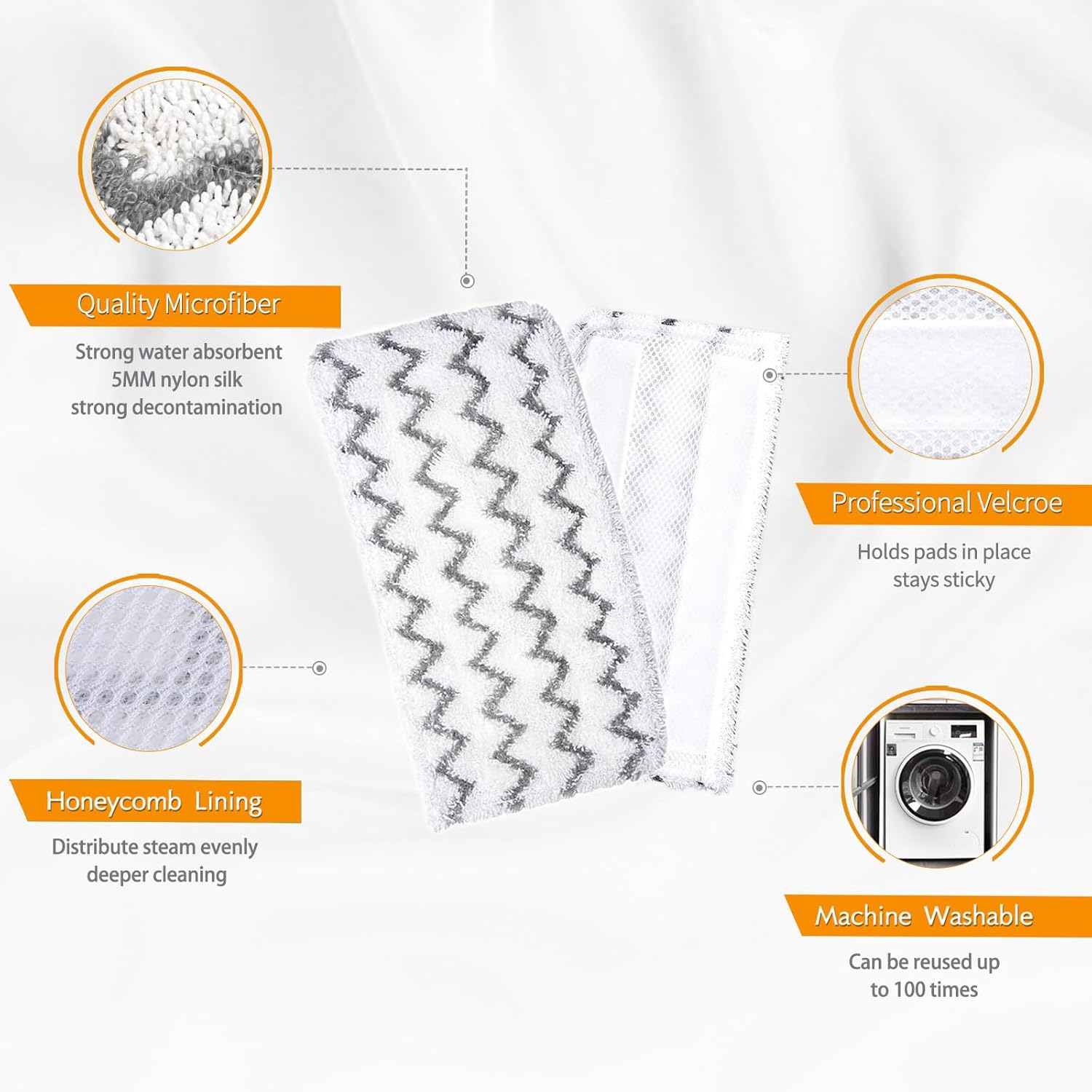 4 Pack Steam Mop Pads for Shark S1000 S1000A S1000C Replacement