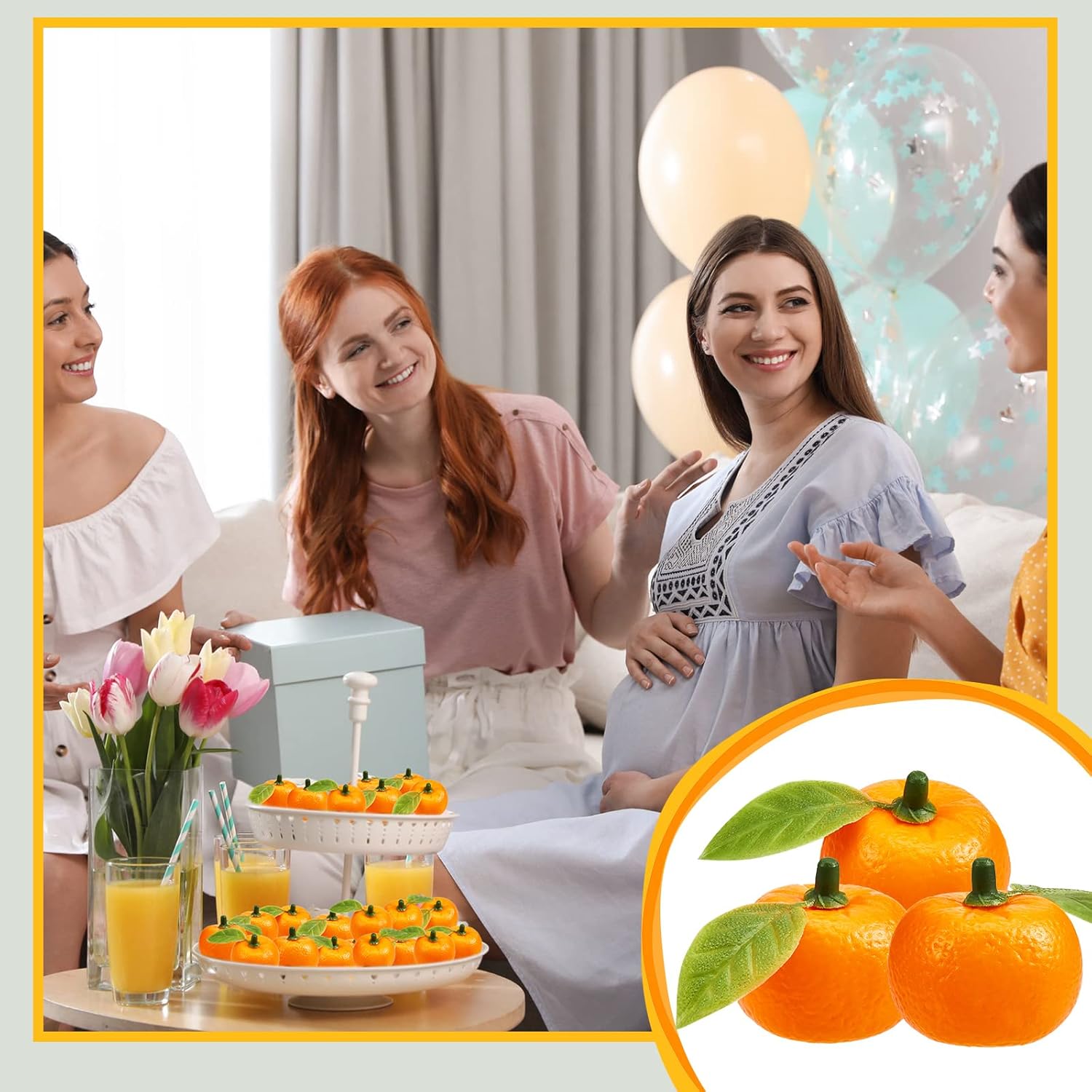 Juexica 48 Pcs Artificial Orange Decorations