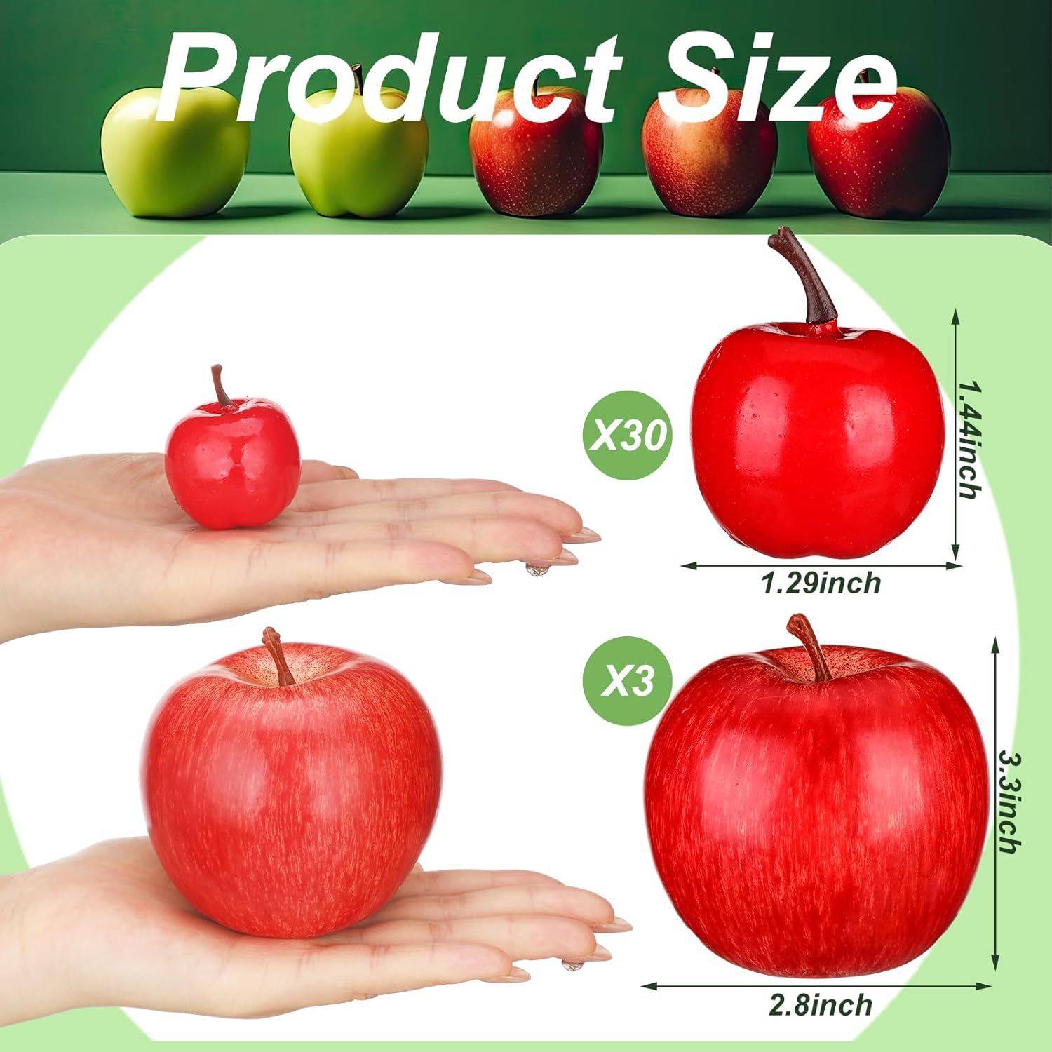 Zeyune 99 Pcs Realistic Fake Apples Mix 6 Styles