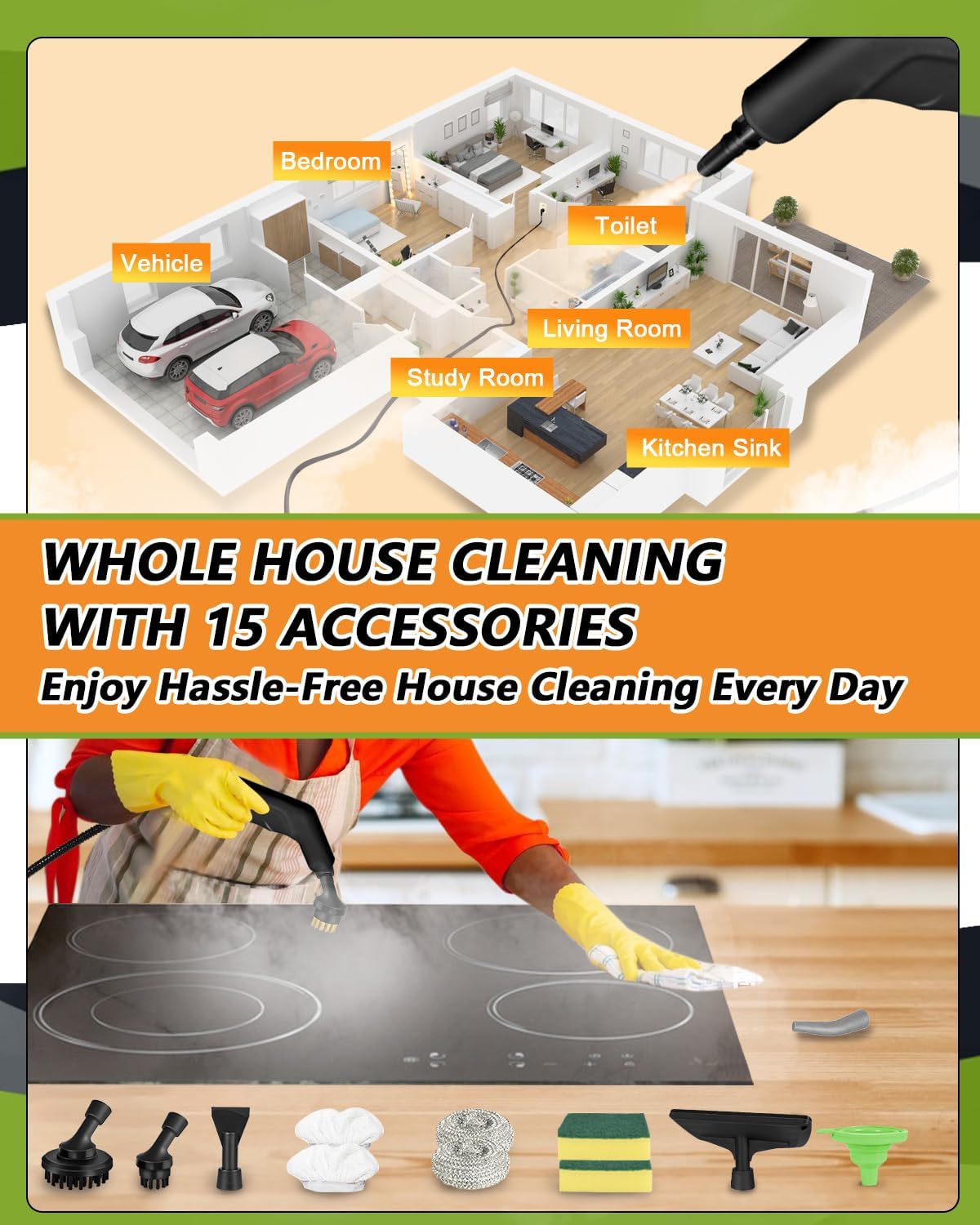 DOVERC Handheld Steam Cleaner with 45BAR Pressure