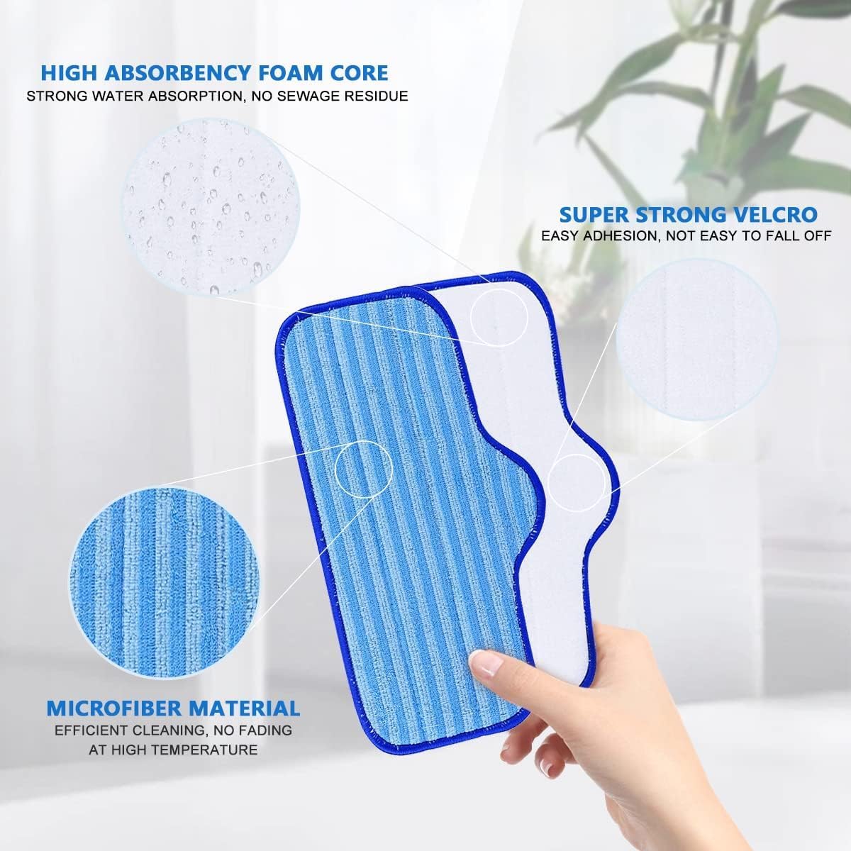 KEEPOW 10 Pack Microfiber Mop Pads for Steam Cleaners