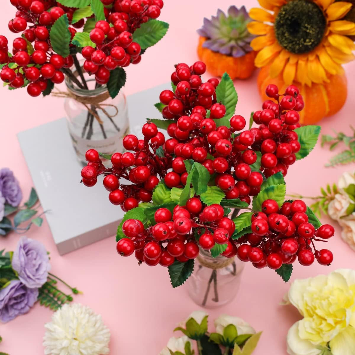 Crimson Red Artificial Berries 3 Pack for Decor
