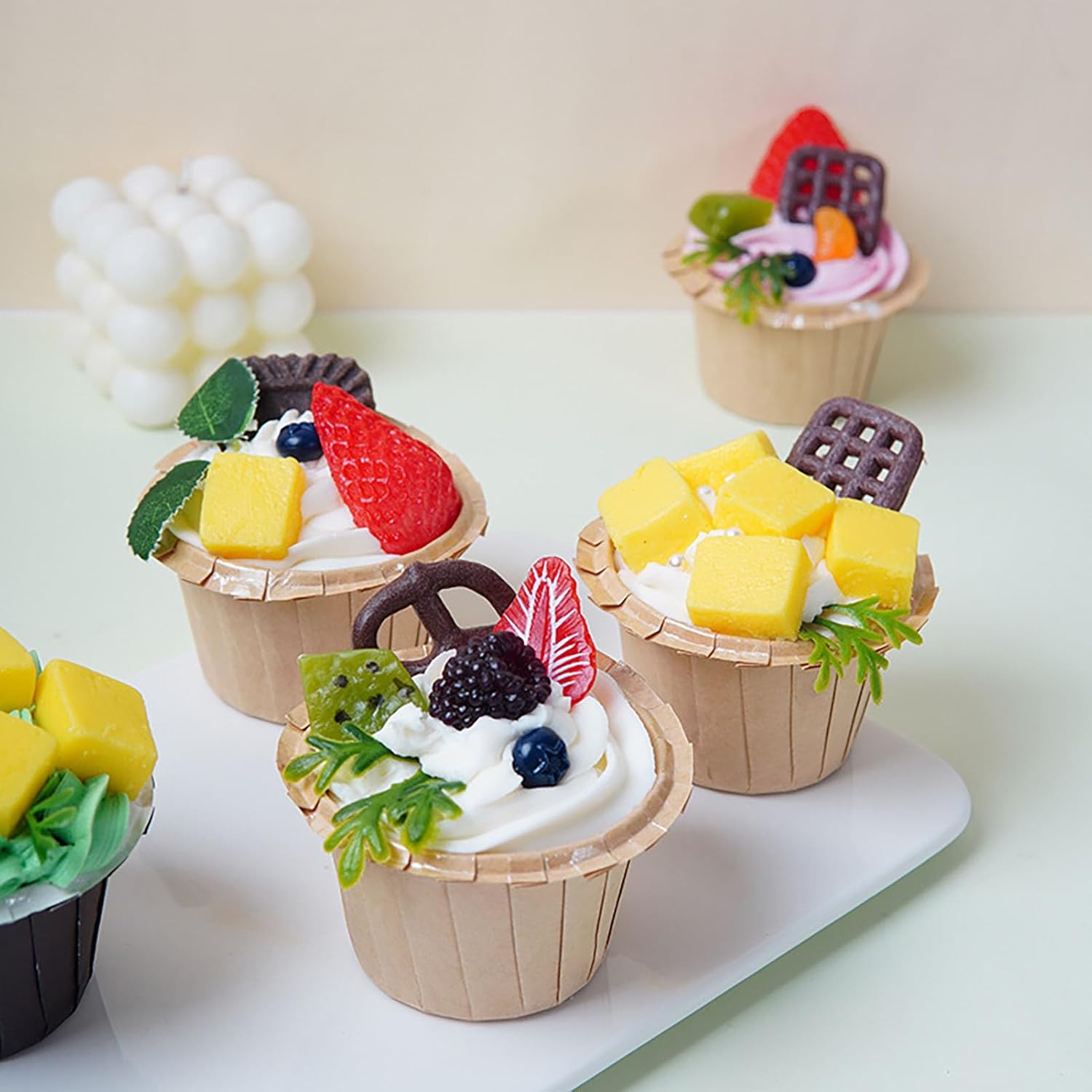 6 Pcs Artificial Cupcake Set for Decor and Photography