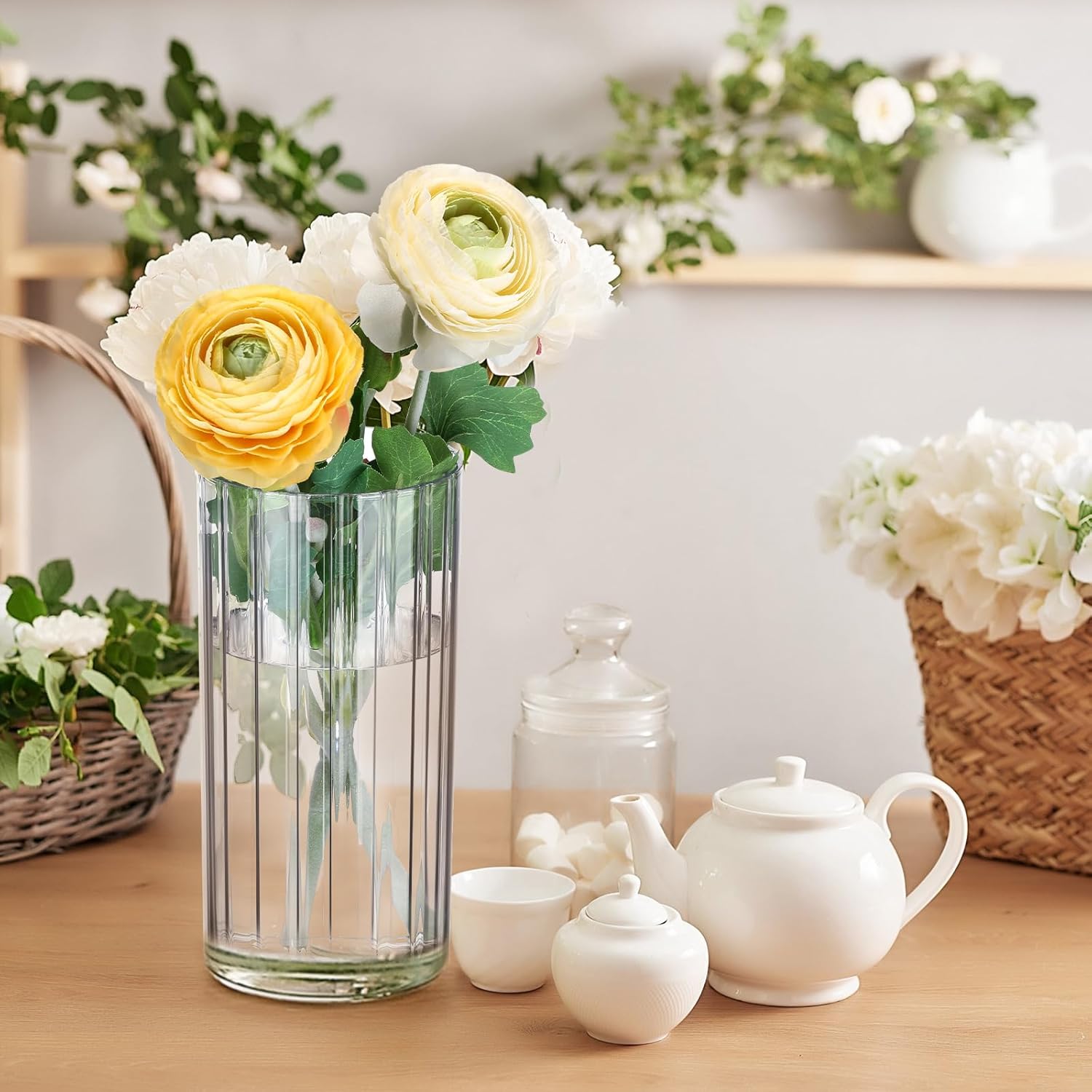 6 Pcs Plastic Cylinder Vases for Centerpieces and Decor
