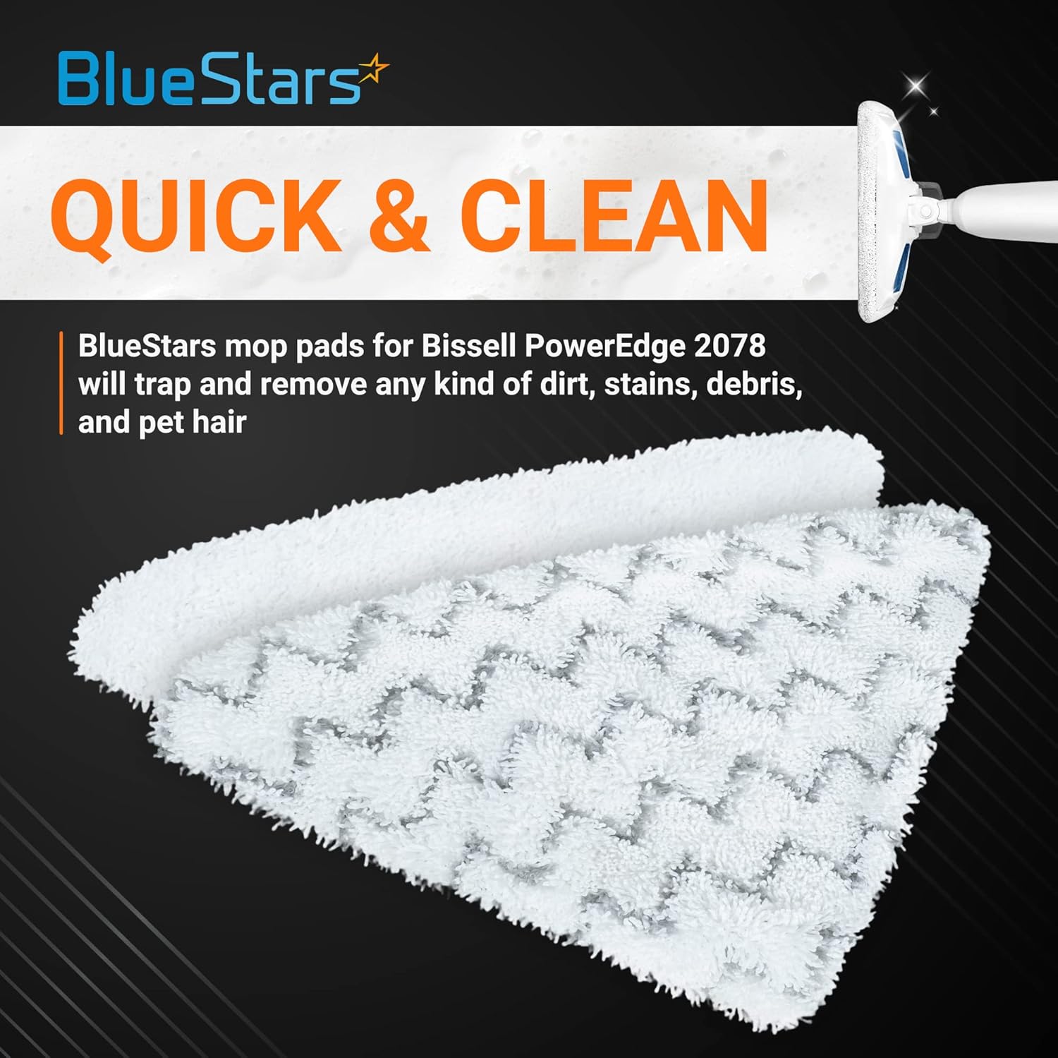 BlueStars 10 Pack Microfiber Steam Mop Pads for Bissell PowerEdge 2078