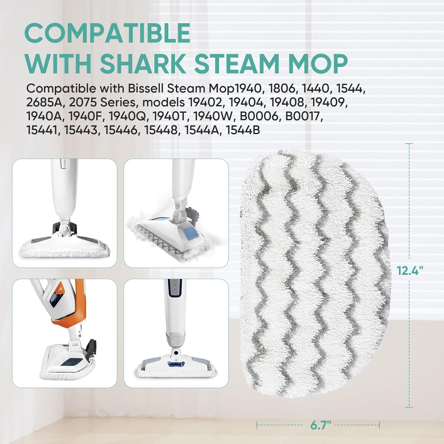 BIHARNT 6 Pack Steam Mop Replacement Pads for Bissell Powerfresh Models