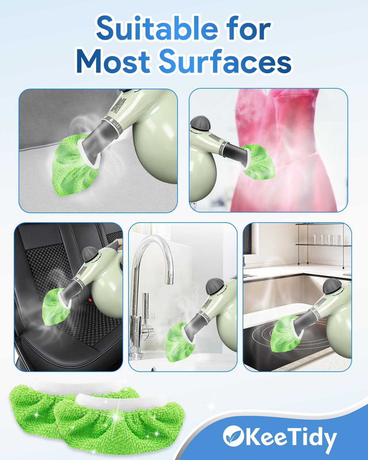 KeeTidy Universal Reusable Steam Mop Pads 5 Pack