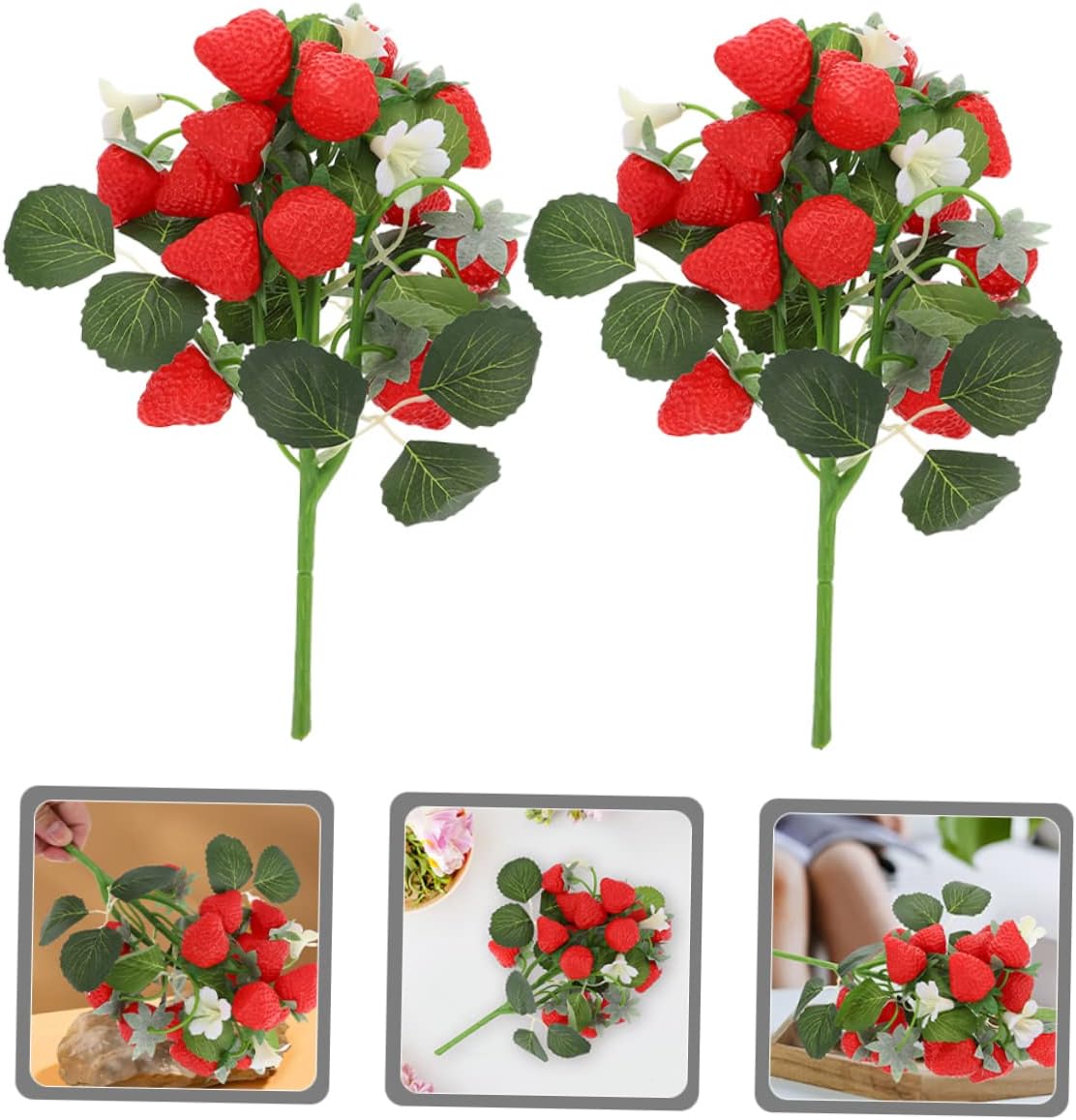 Garneck 2 Pcs Artificial Strawberry Picks for Home Decor