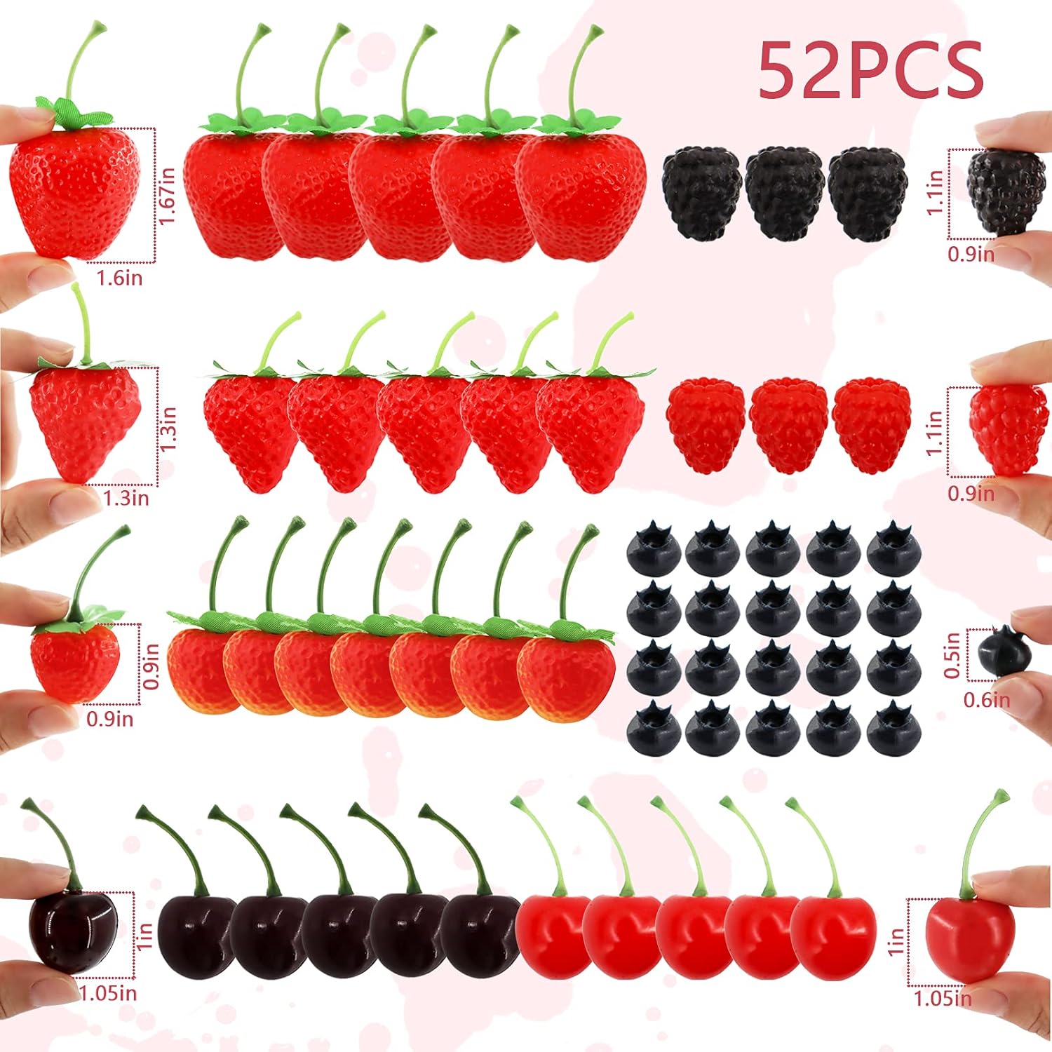52PCS Artificial Fruit Set for Decoration and Photography