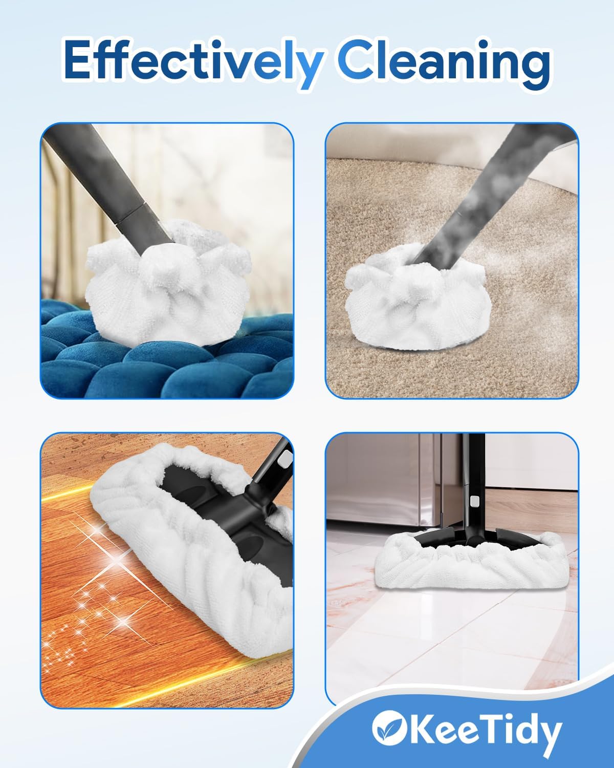 KeeTidy Steam Cleaner Attachments 2 Large Rectangle 4 Small Triangle Bonnets