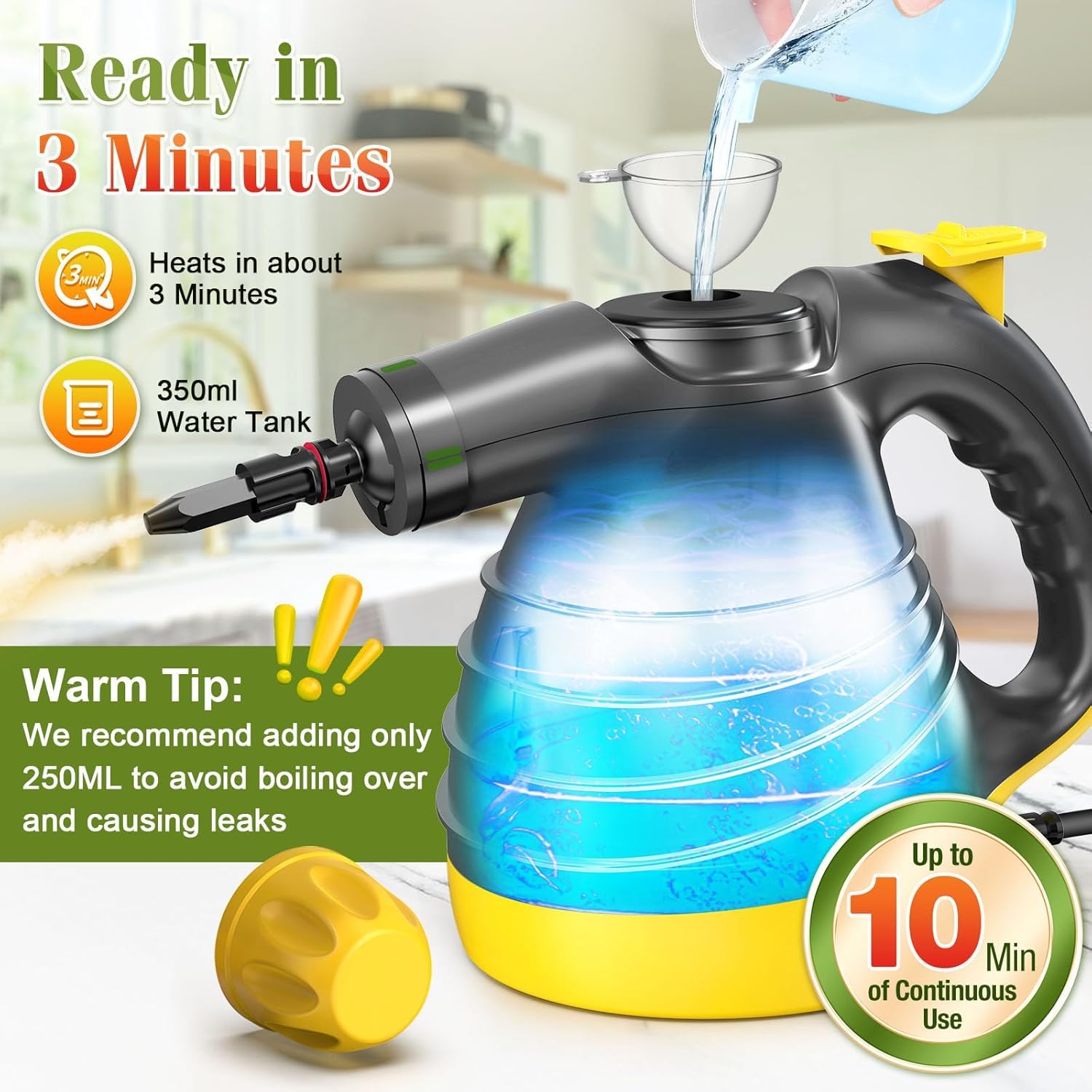 MiKoSoRu Handheld Steam Cleaner with 9pcs Accessories 1