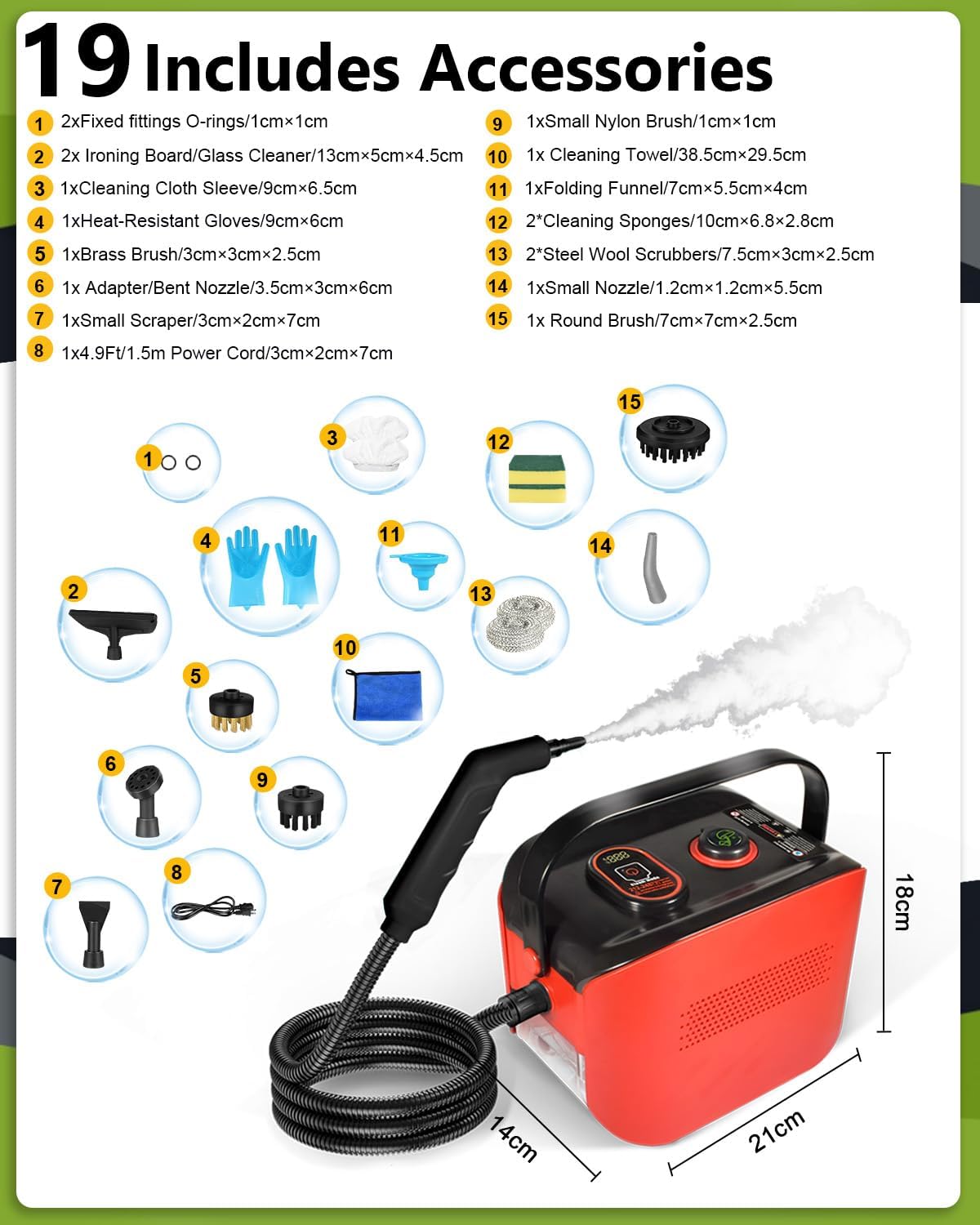 DOVERC Handheld Steam Cleaner with 45BAR Pressure
