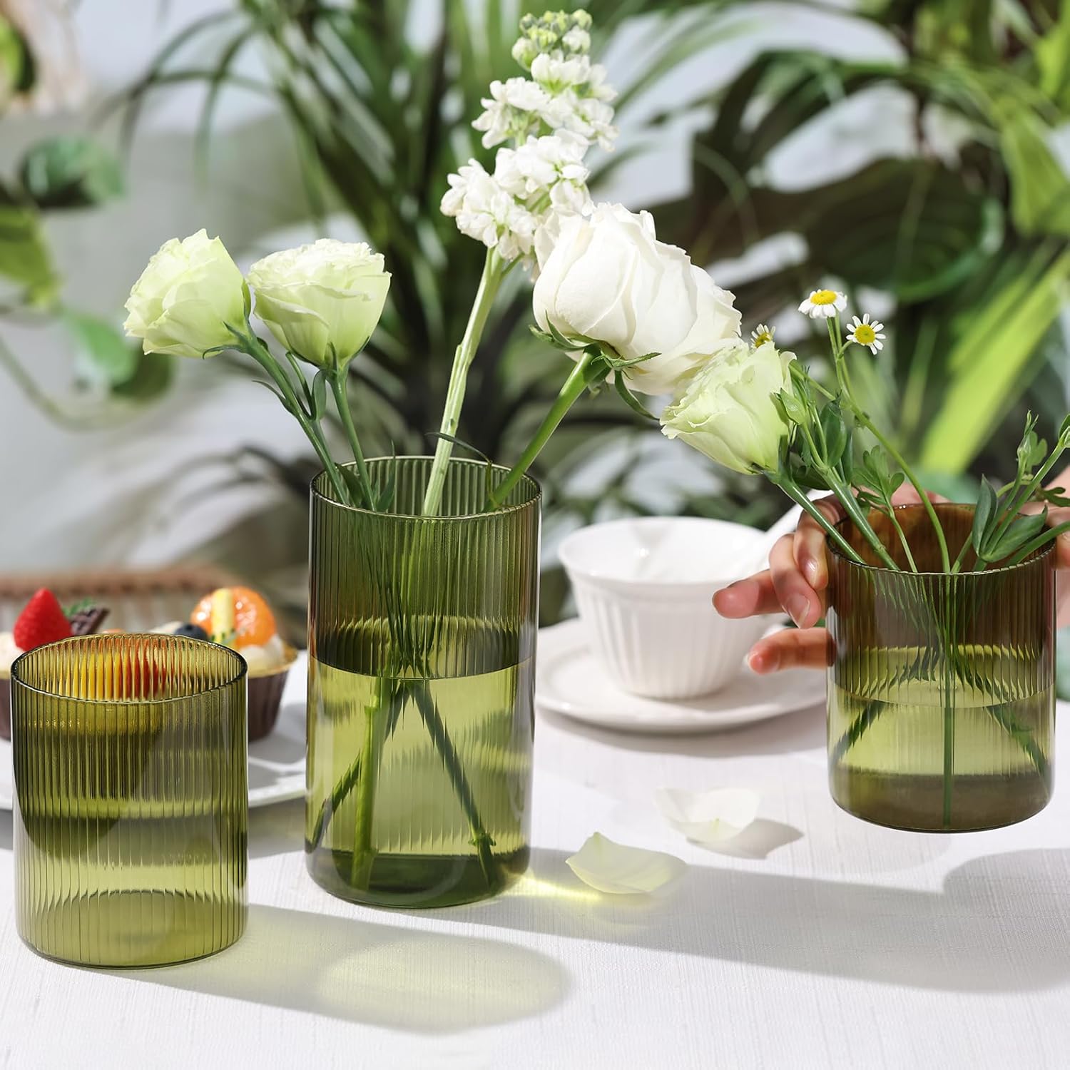 6 Inch Clear Ribbed Glass Bud Vases for Centerpieces