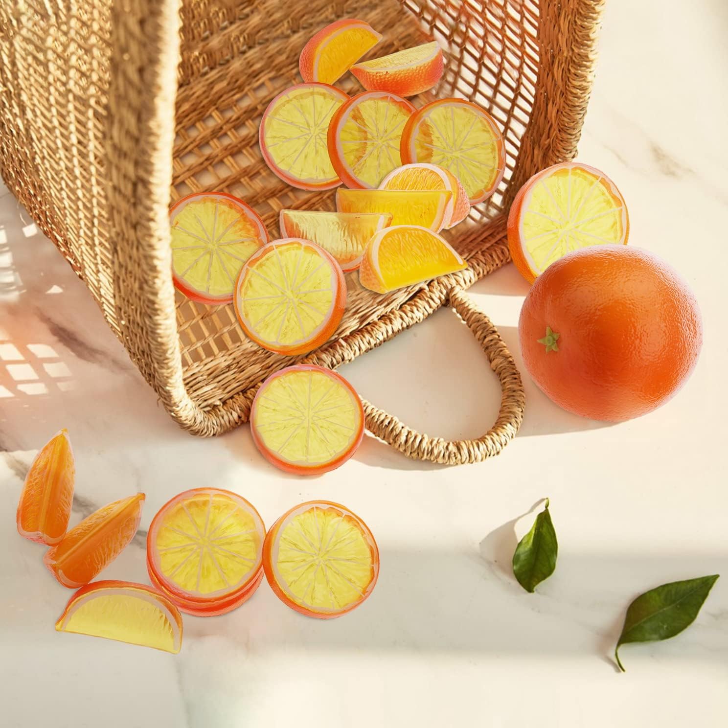 Woration 19 Pcs Artificial Orange Slices Decor Set