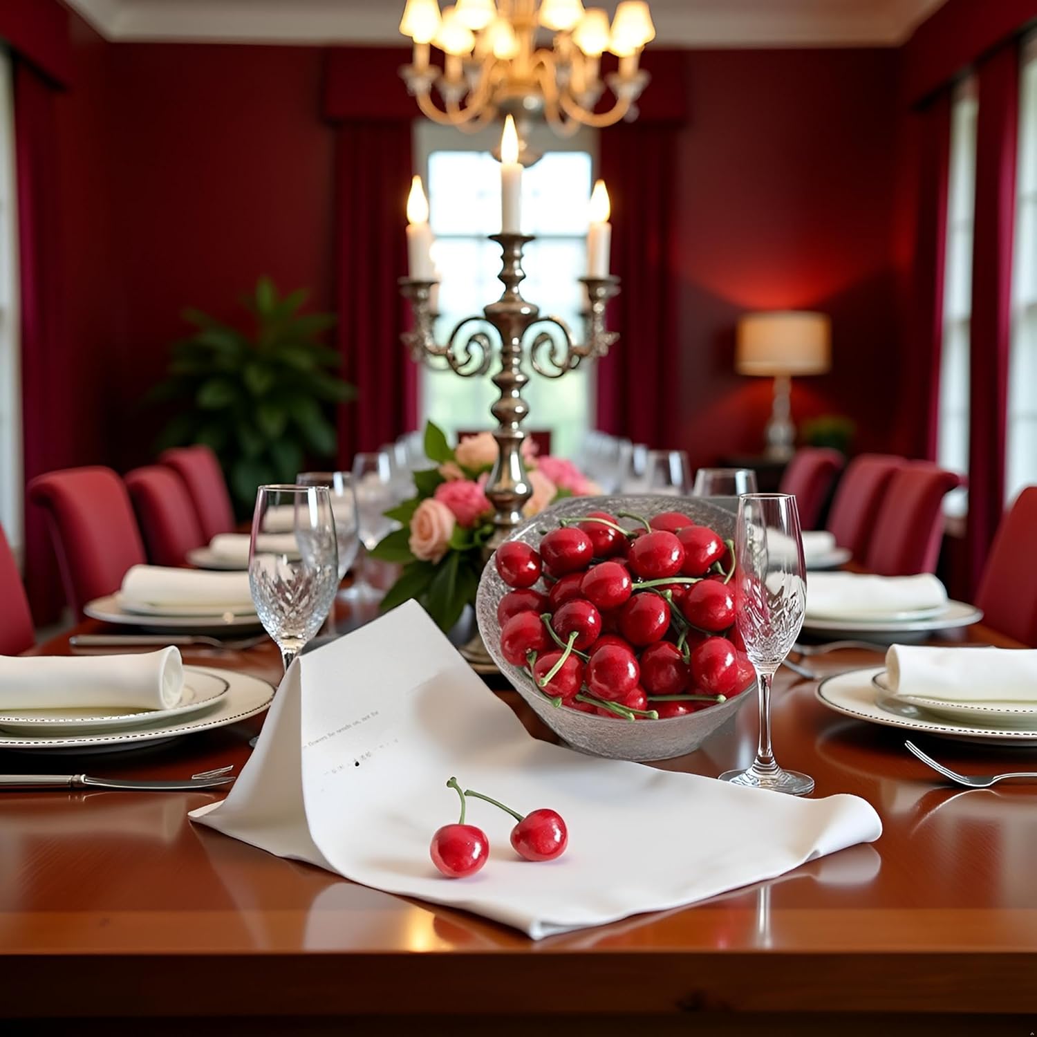 20Pcs Realistic Red Artificial Cherries Decor 1