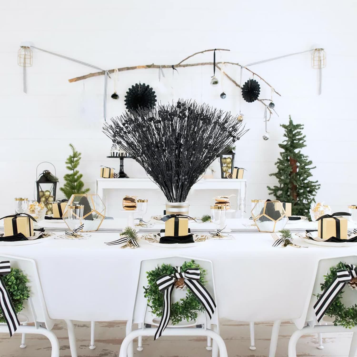 24 Pieces Christmas Glitter Berries Stems for Decor