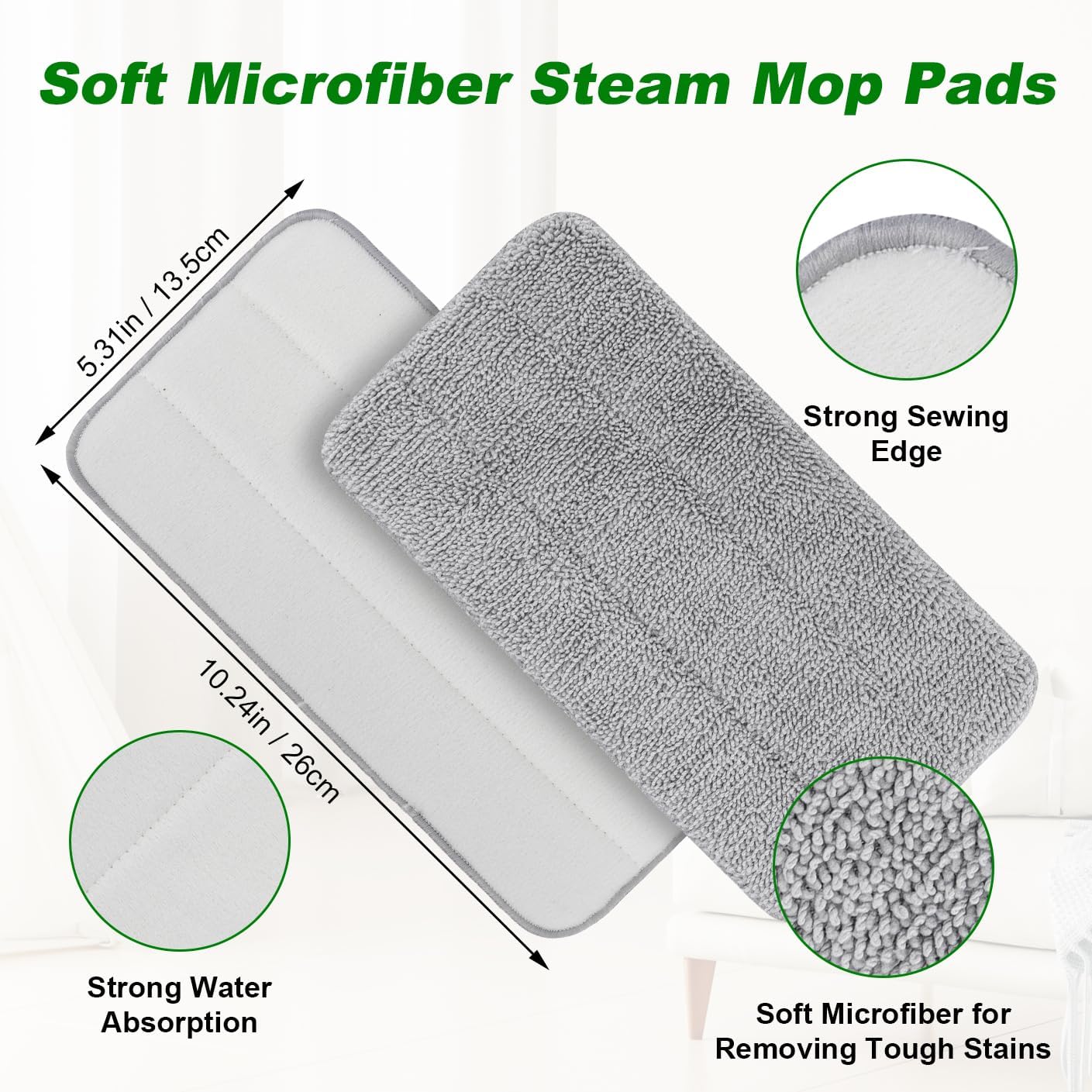 6 Pack Microfiber Steam Mop Pads for Seyola Series Washable Reusable