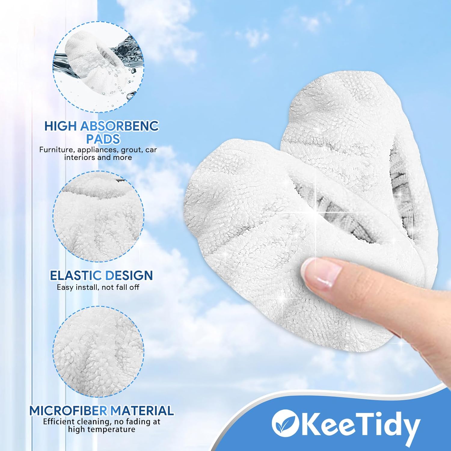 KeeTidy Small Microfiber Bonnet Steam Mop Pads 8 Pack
