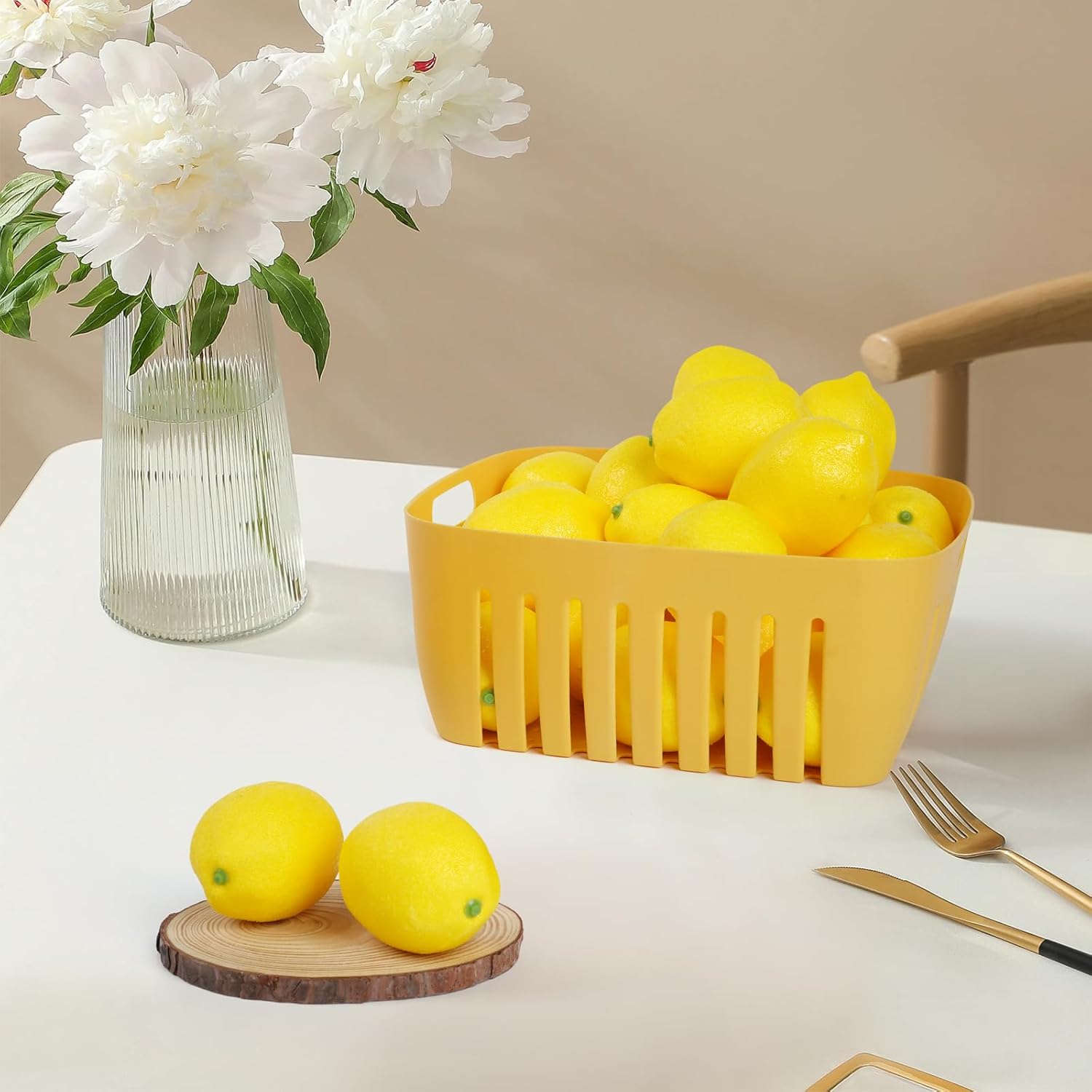 Notakia 25pcs Artificial Yellow Lemons Fruits Decoration