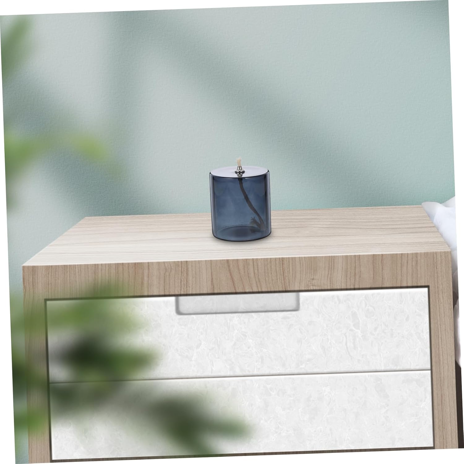 Elegant Deep Gray Glass Kerosene Lamp Holder