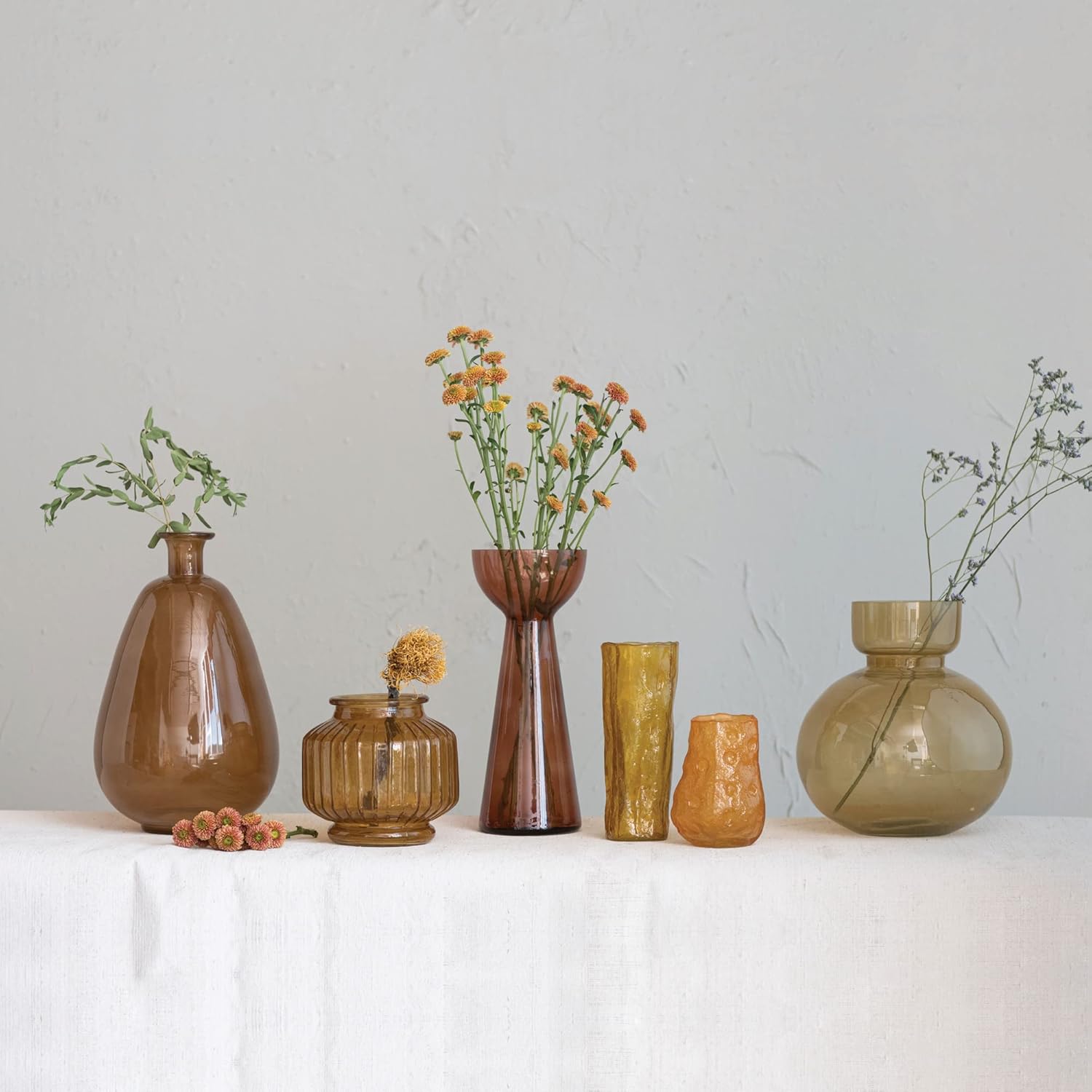 Creative Co-Op Organic Shaped Glass Candle Holder Orange Vase