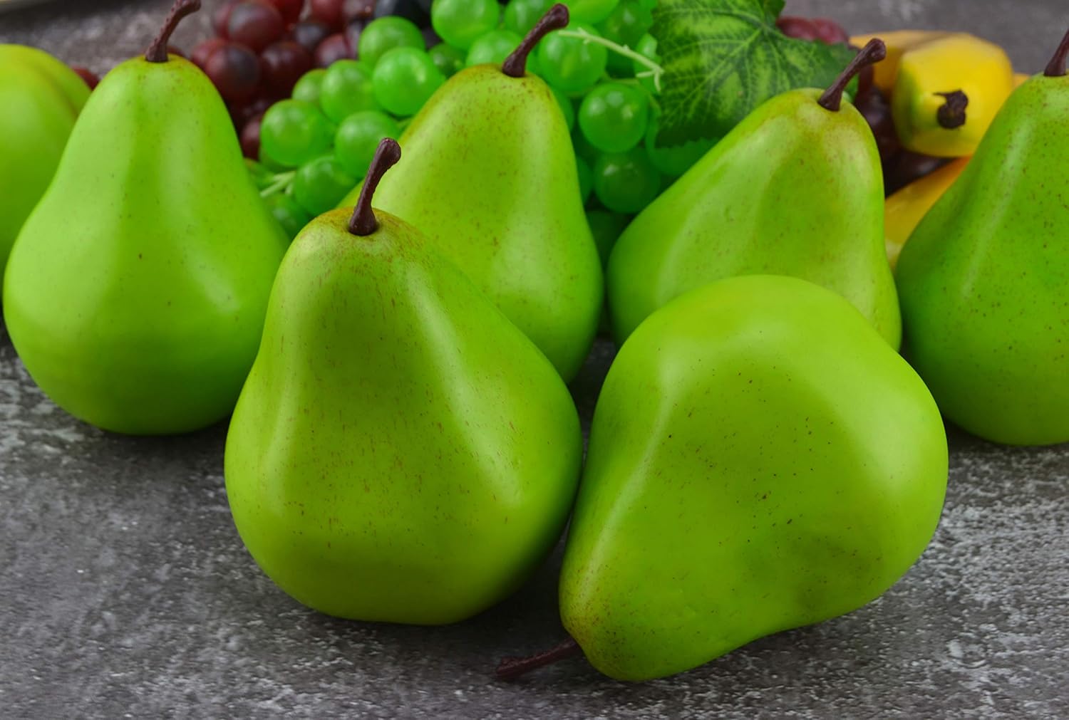 JEDFORE 12 Pcs Lifelike Fake Green Pears Artificial Fruit Set