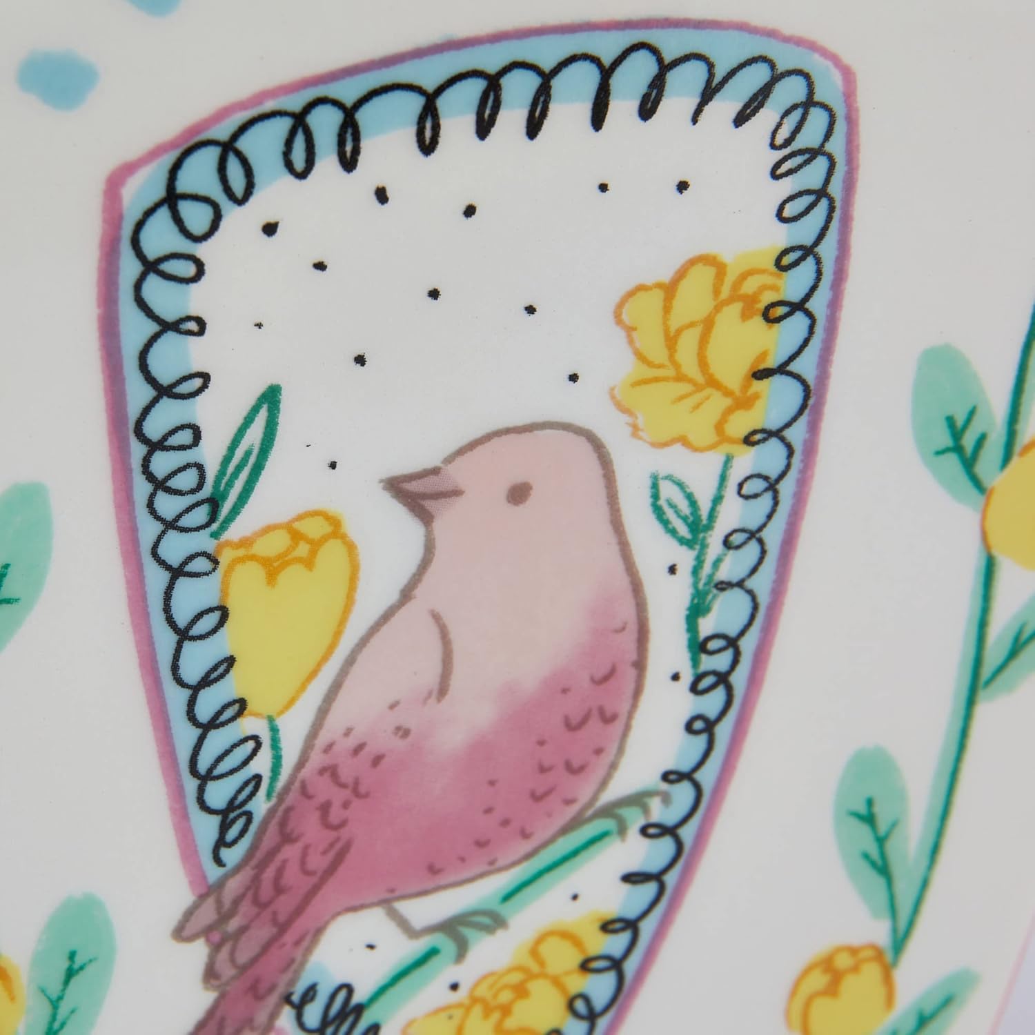 Creative Co Op Fan Shaped Vase With Painted Bird Design