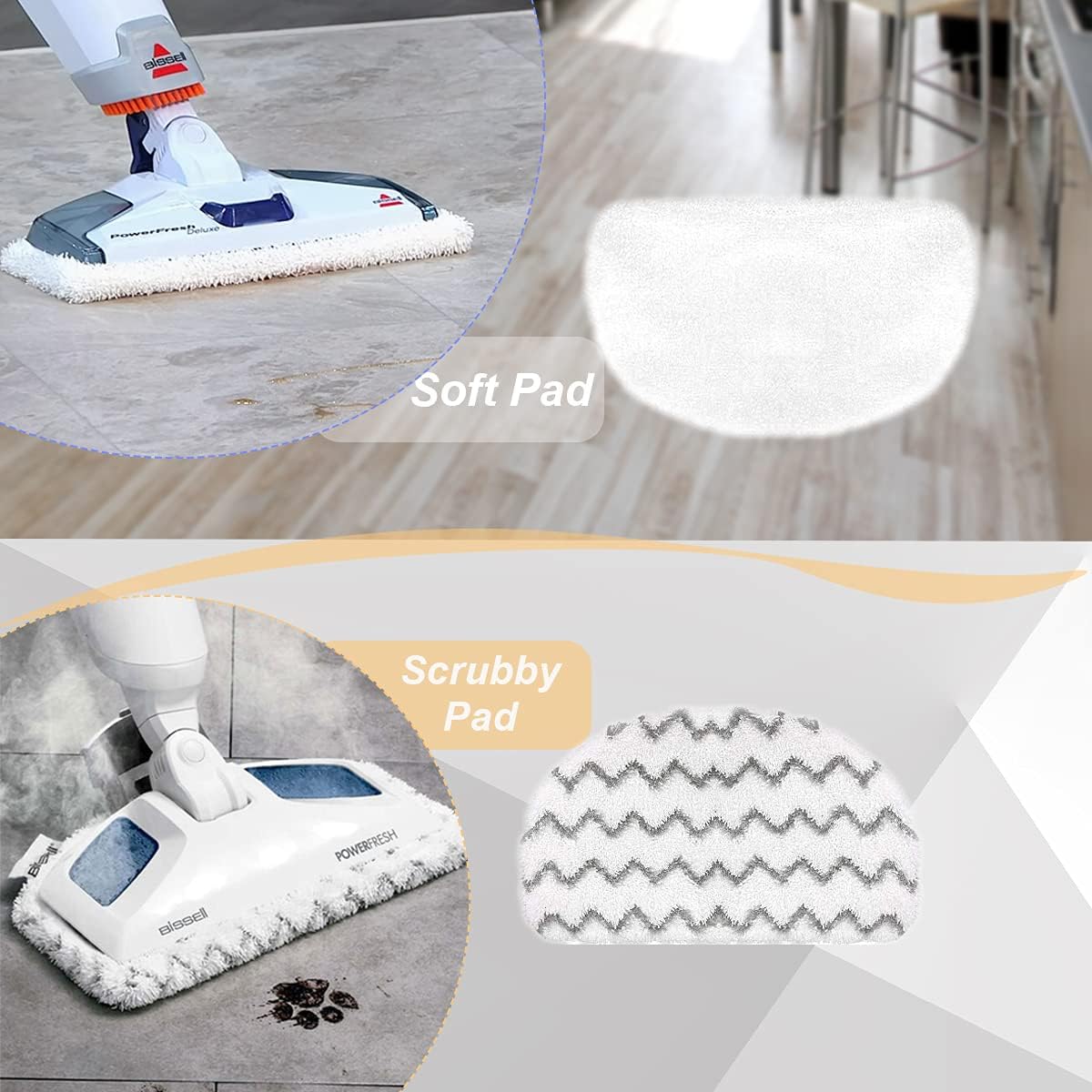 LeFix 2 Pack Washable Steam Mop Pads with Fragrance Discs