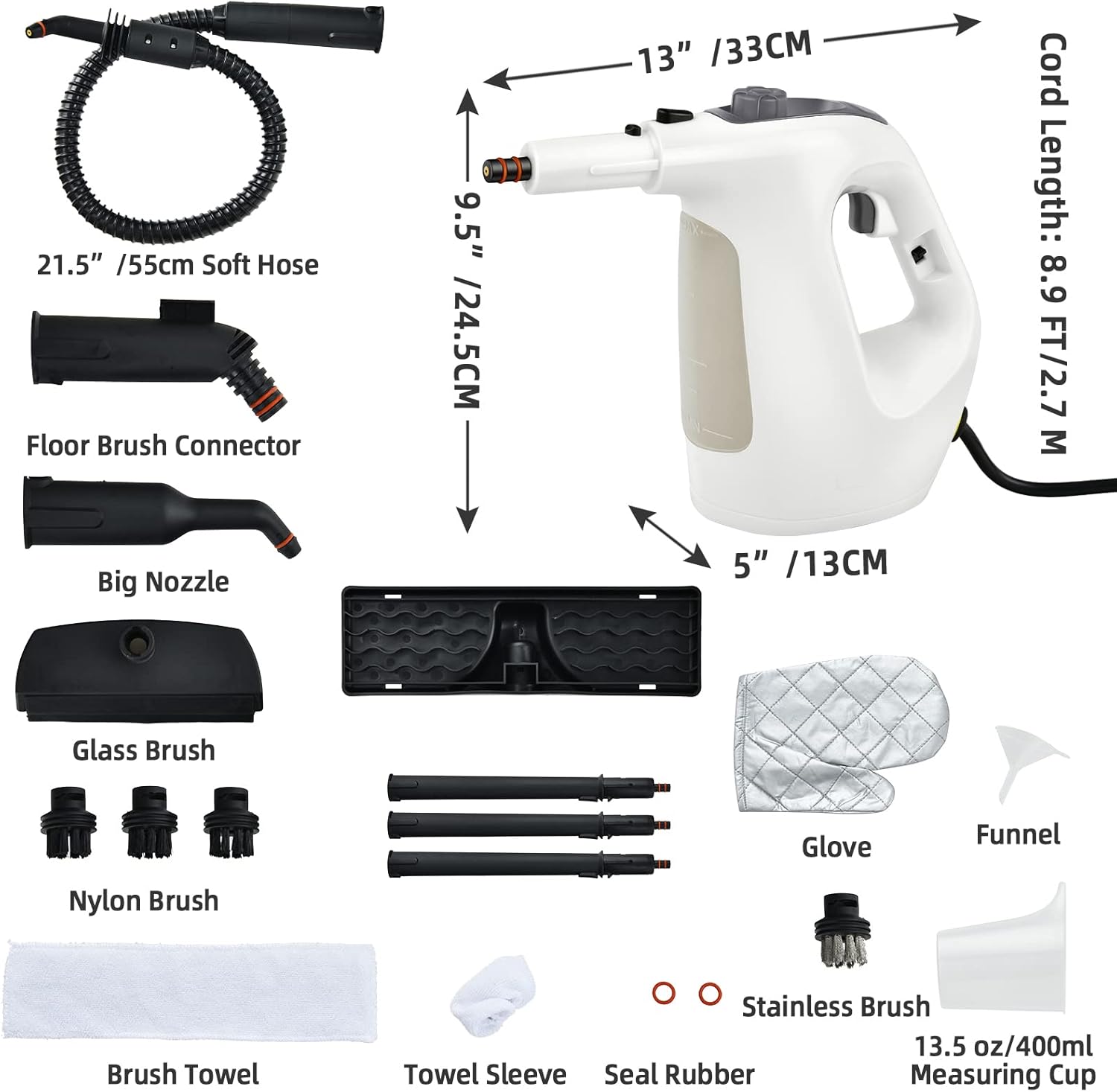 GOFLAME 1400W Handheld Steam Cleaner with 17 Accessories